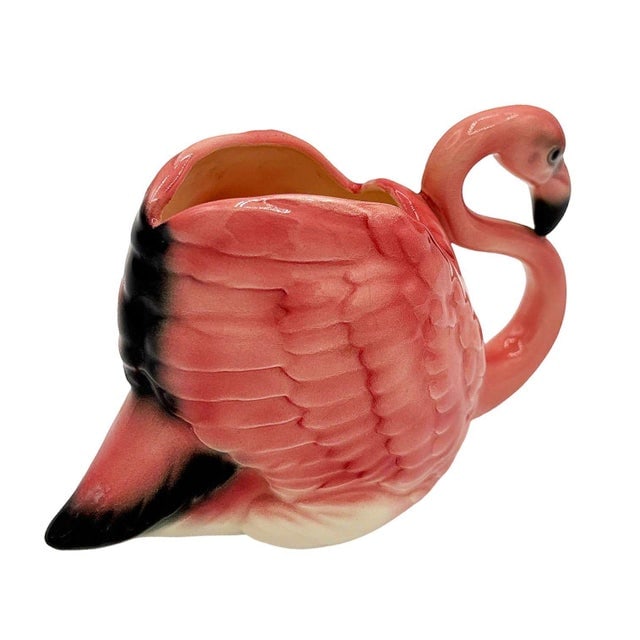 Rare Mid 20th Century Ceramic Pink Flamingo Flower Table Planter Signed Will-George - 4
