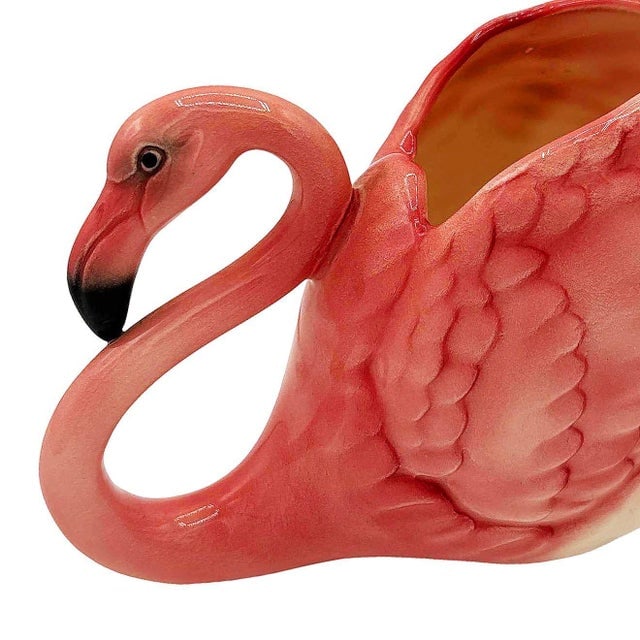 Rare Mid 20th Century Ceramic Pink Flamingo Flower Table Planter Signed Will-George - 8