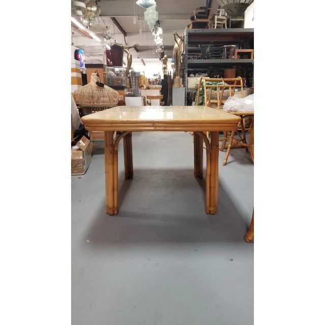 1950s Restored 4-Strand Legs Rattan Dining Table with Formica Top - 2