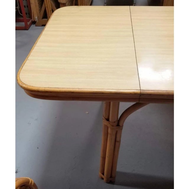 1950s Restored 4-Strand Legs Rattan Dining Table with Formica Top - 3