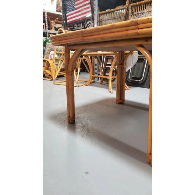 1950s Restored 4-Strand Legs Rattan Dining Table with Formica Top - 5