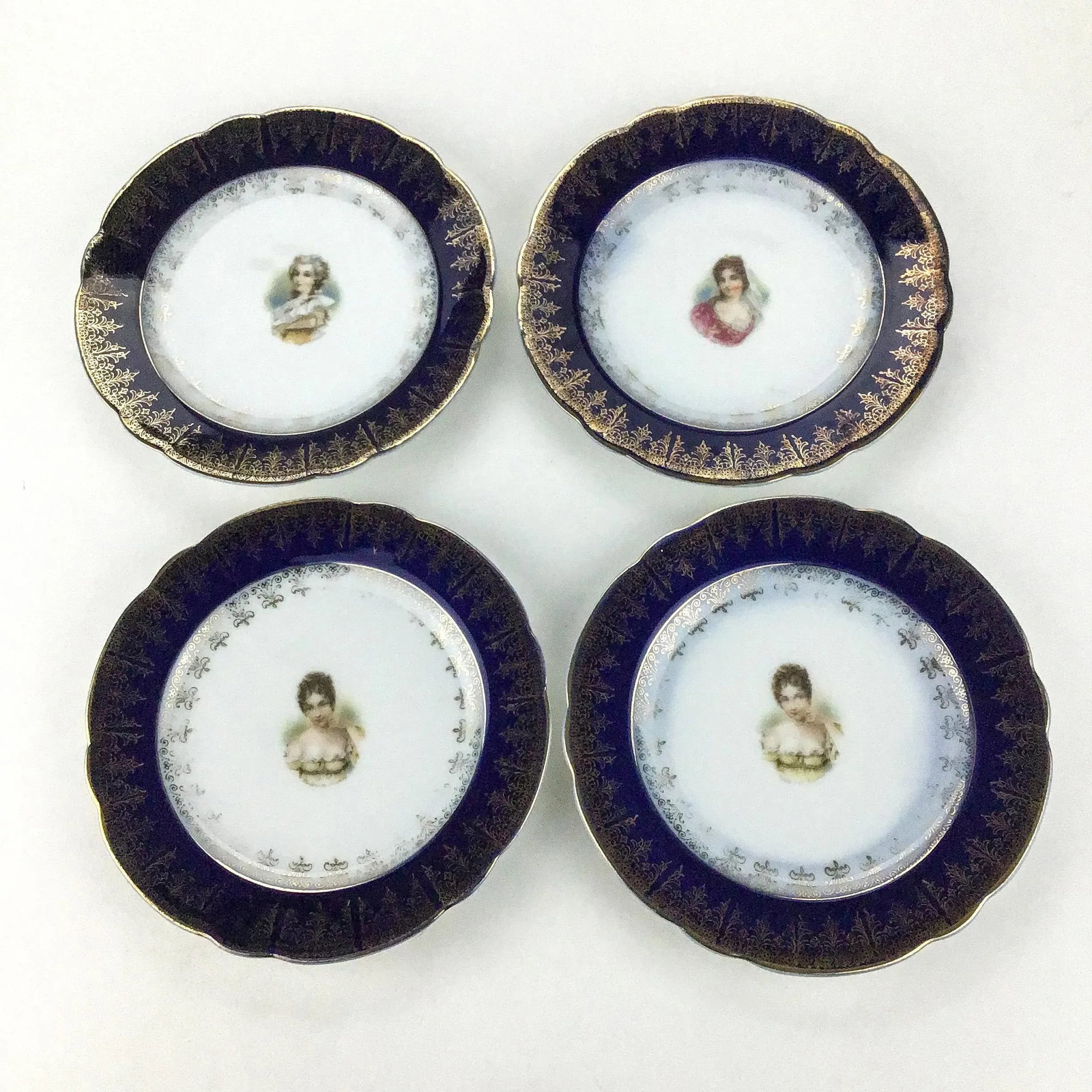 Rare Antique Carlsbad Austrian Plate Set Victorian Ladies Set of 4 - 2