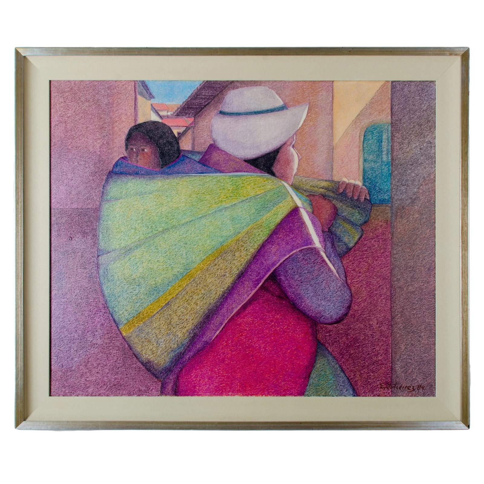 Woman With Child by Ernesto Gutierrez Oil on Canvas - 7