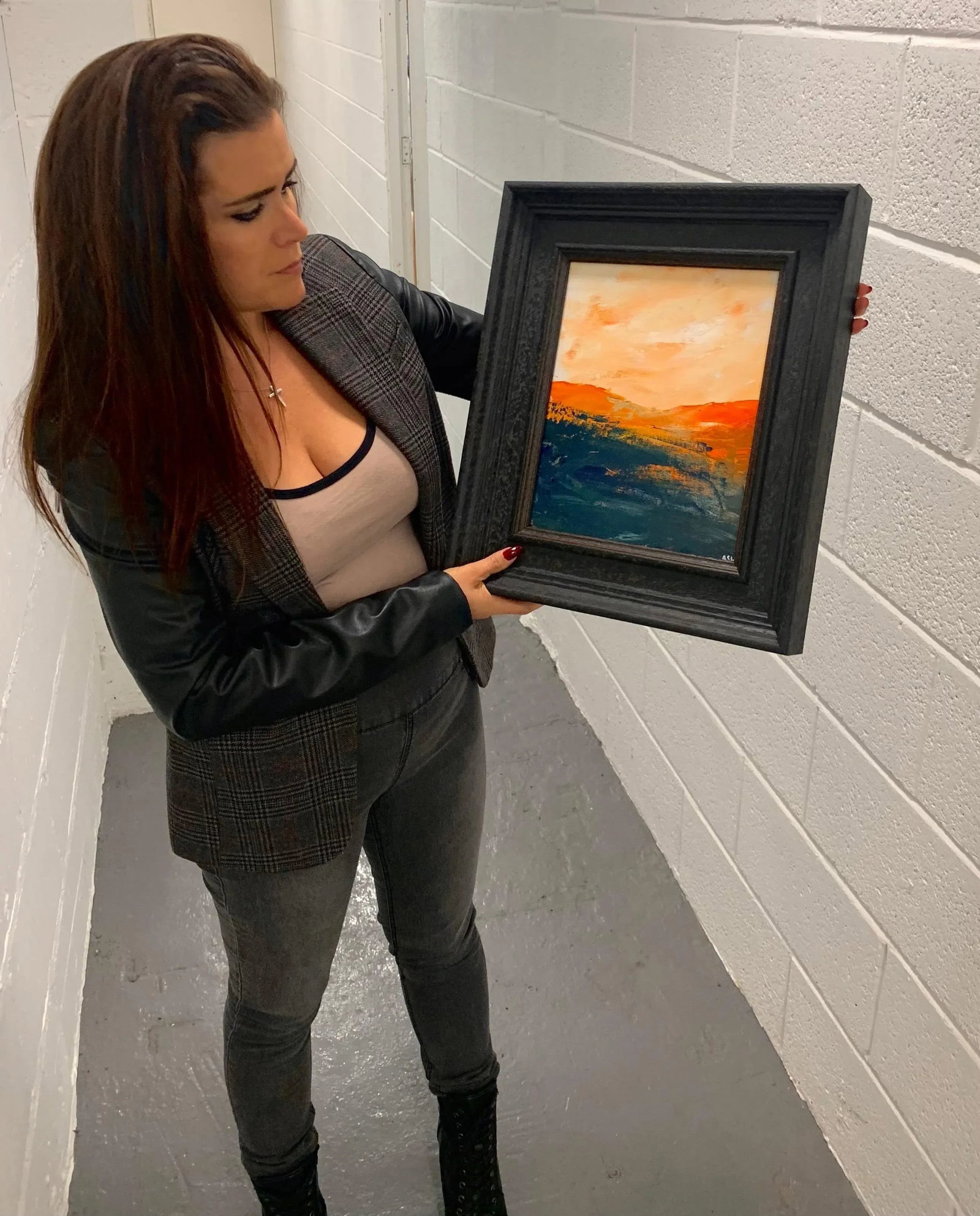 Angela Wakefield Abstract Orange & Black Mountain Landscape Study by Contemporary British Artist, 20 - 2