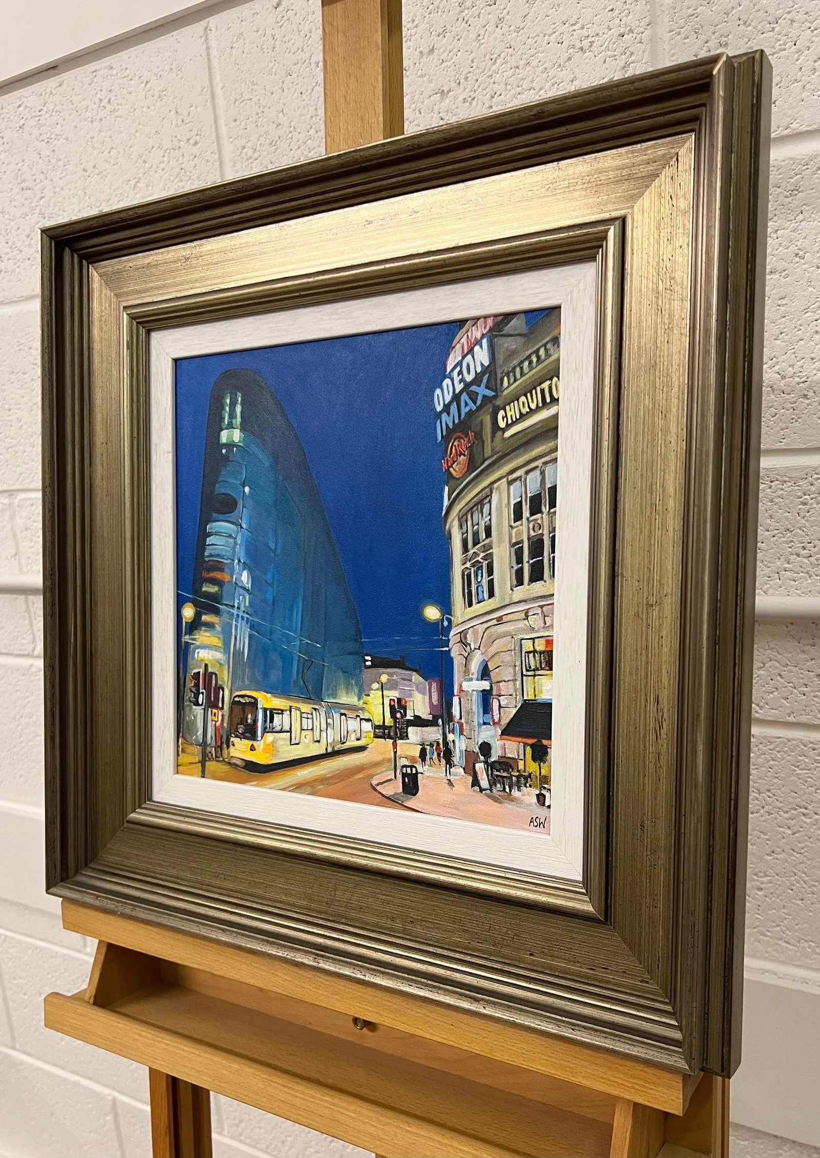 Urbis at Night in Manchester City by Contemporary British Urban Landscape Artist, 2016, Framed - 7
