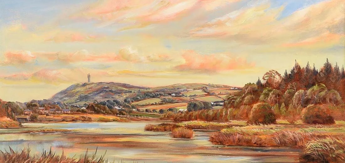 Irish Landscape Art - Impressionistic Oil Painting of Scrabo in the Irish Countryside by Welsh Artis - 2