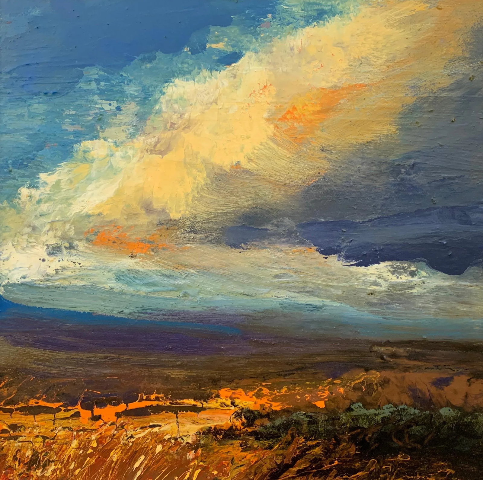 Impasto Oil Painting of English Moorland Hillside by British Landscape Artist, 2011 - 2