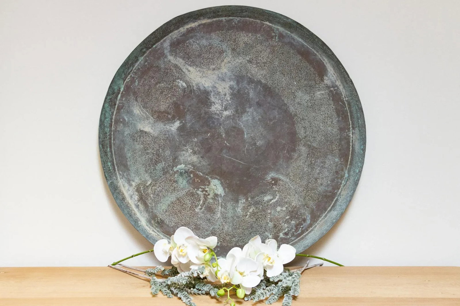 Antique Patinated Copper Engraved Tray - 2
