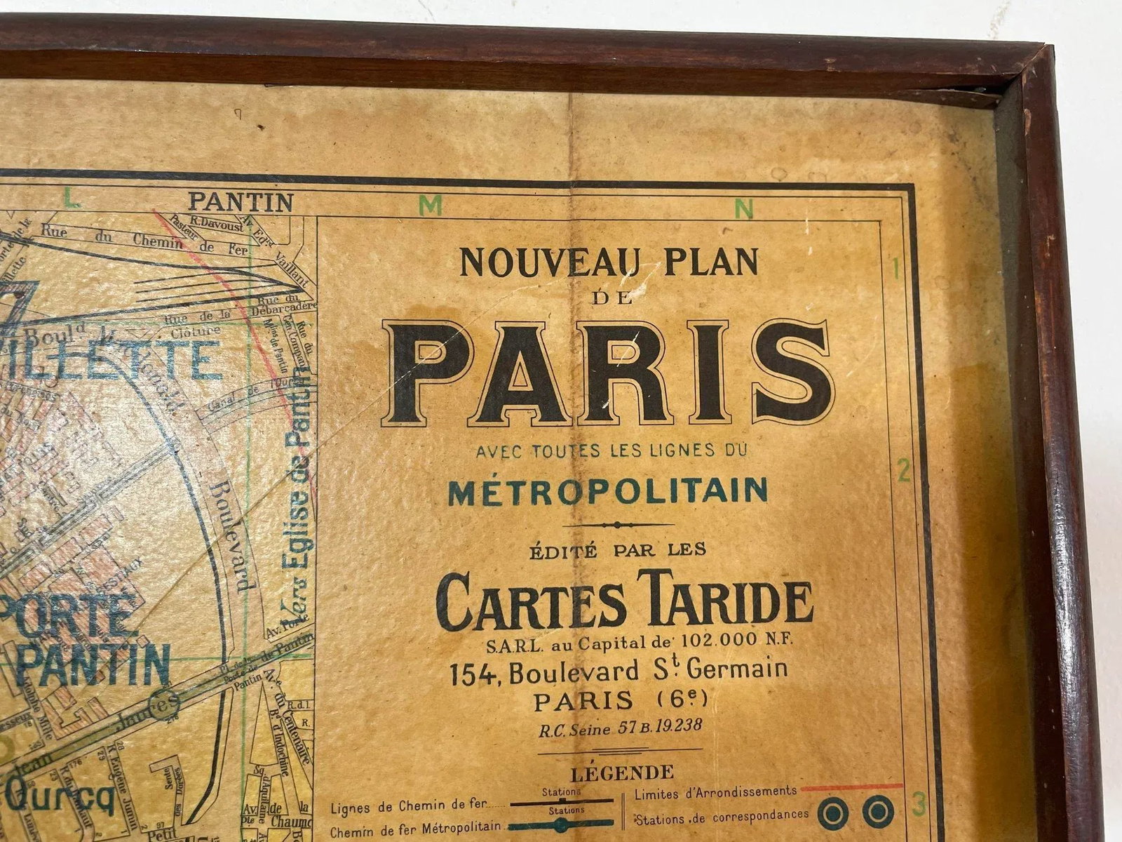 Large French Paris Metro Map 1960s - 2