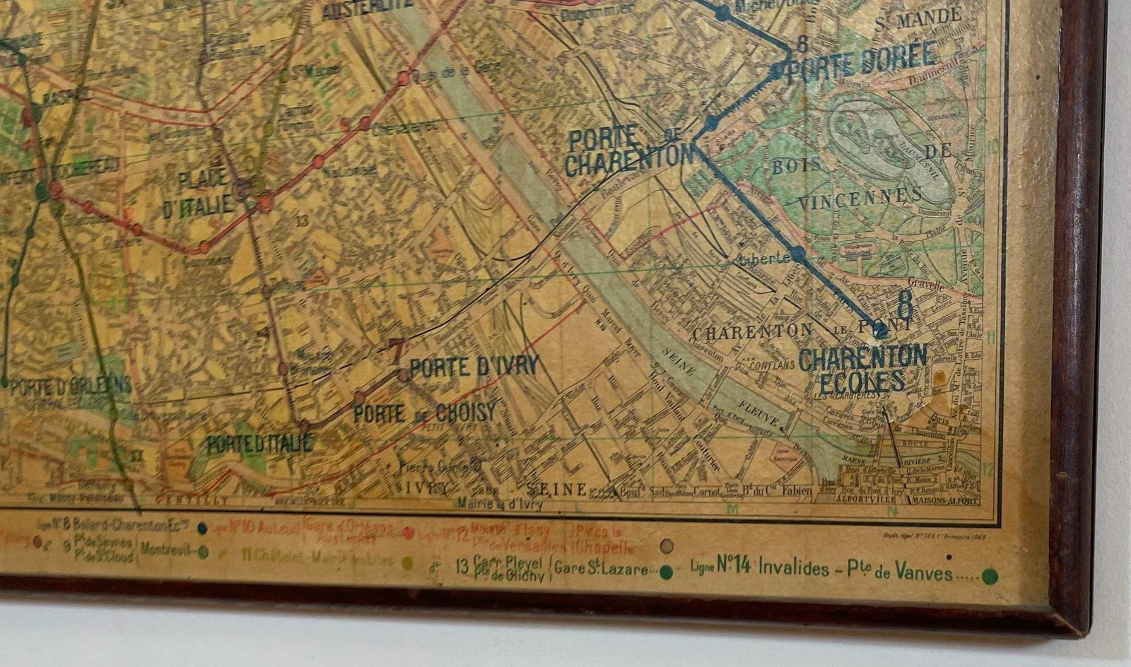 Large French Paris Metro Map 1960s - 5