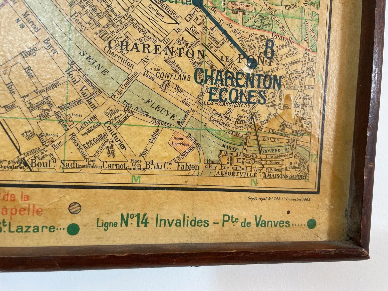 Large French Paris Metro Map 1960s - 6