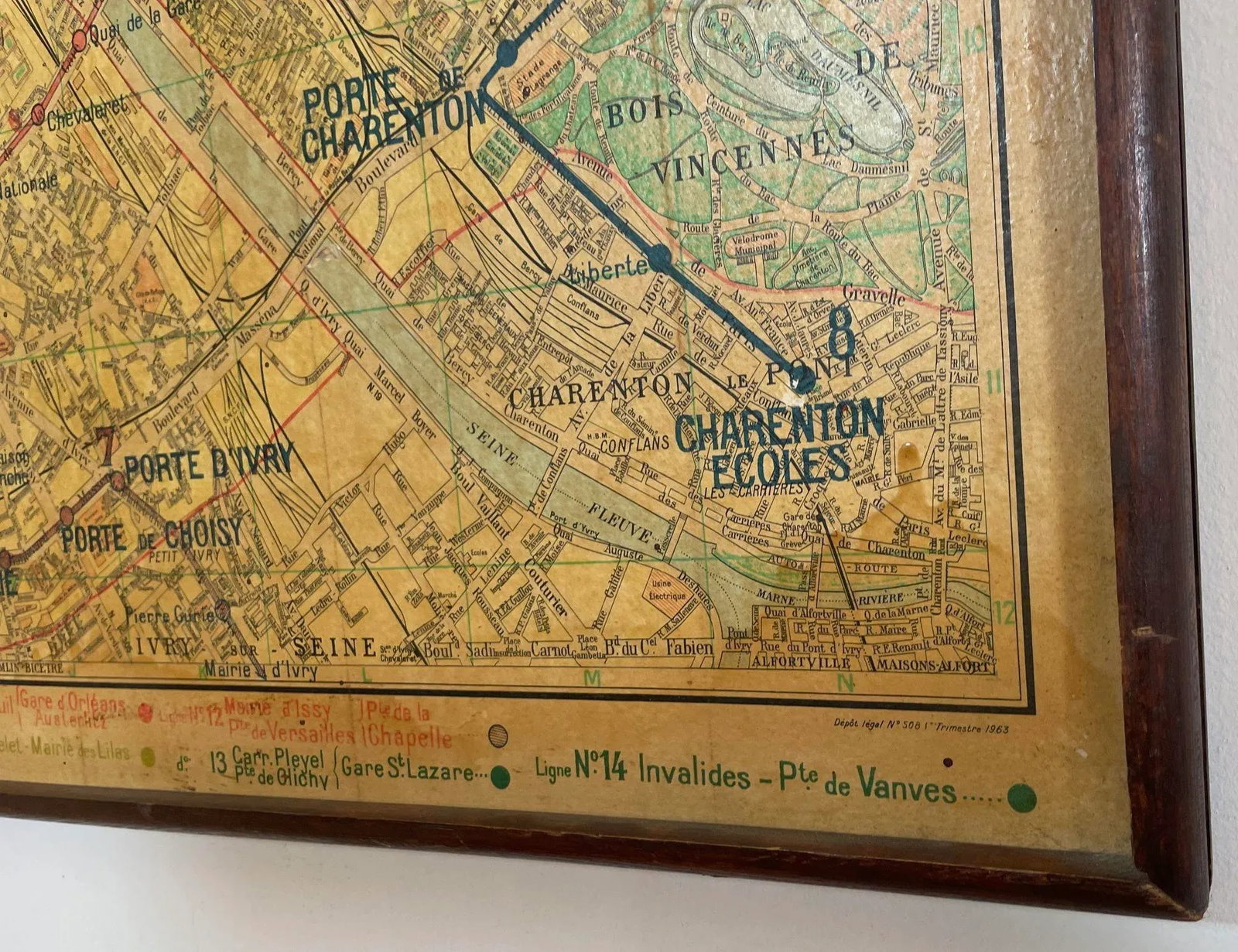 Large French Paris Metro Map 1960s - 7