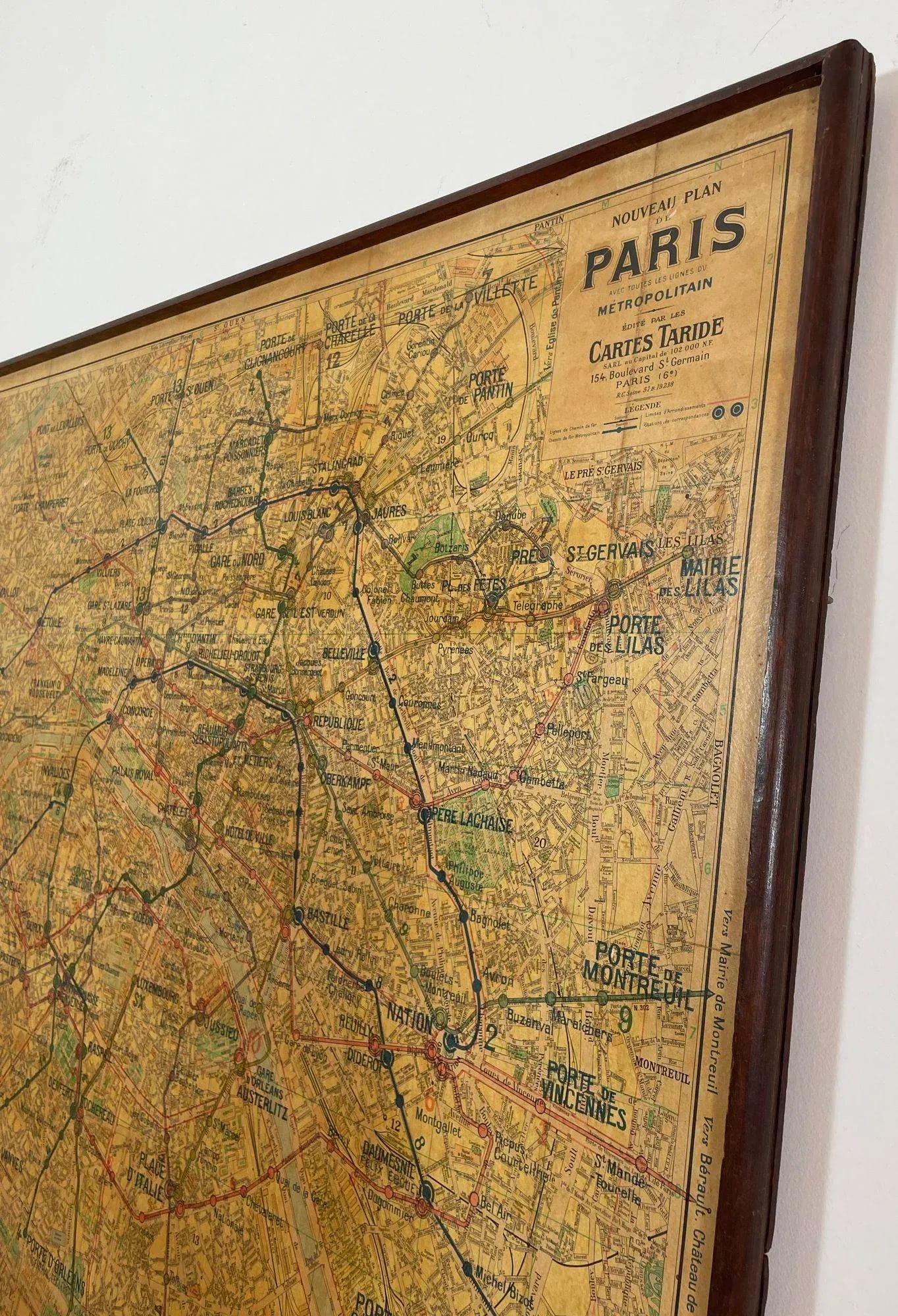 Large French Paris Metro Map 1960s - 8