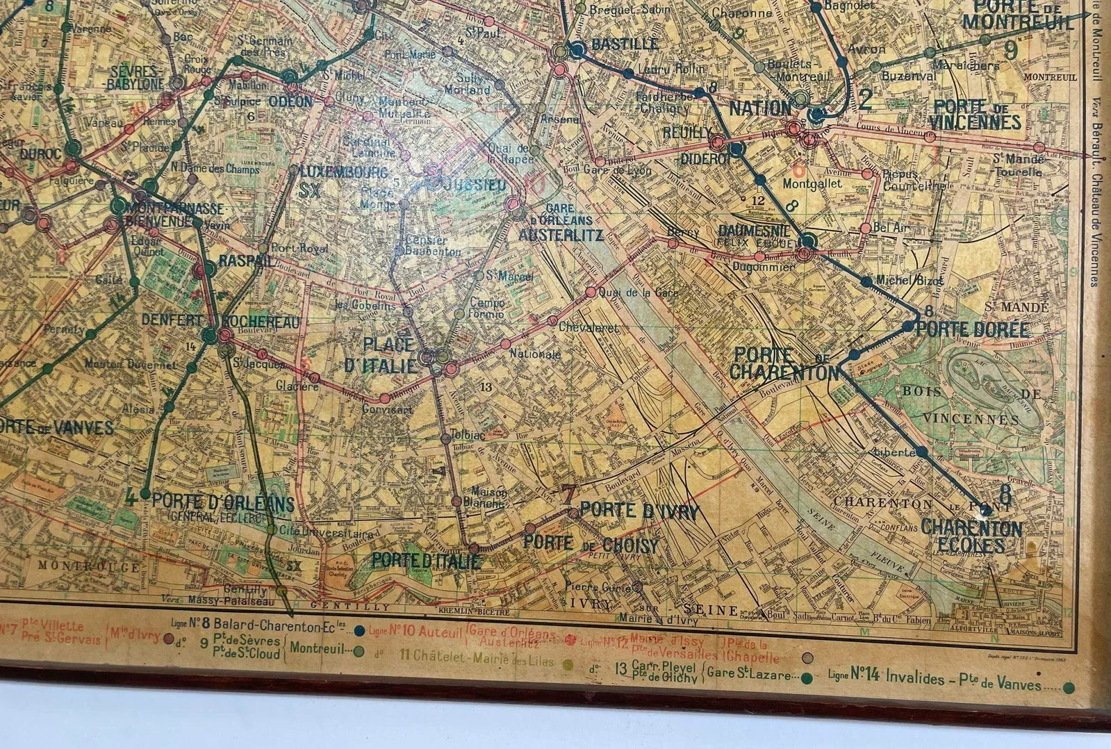 Large French Paris Metro Map 1960s - 9