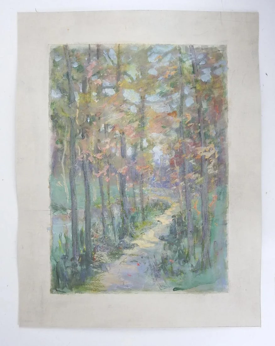 Late 19th Century Impressionist Forest Path Landscape Painting - 3