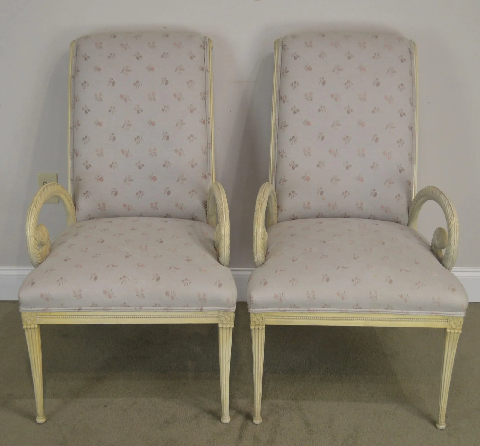 Grosfeld House 1940's Hollywood Regency Carved Armchairs - a Pair - 2