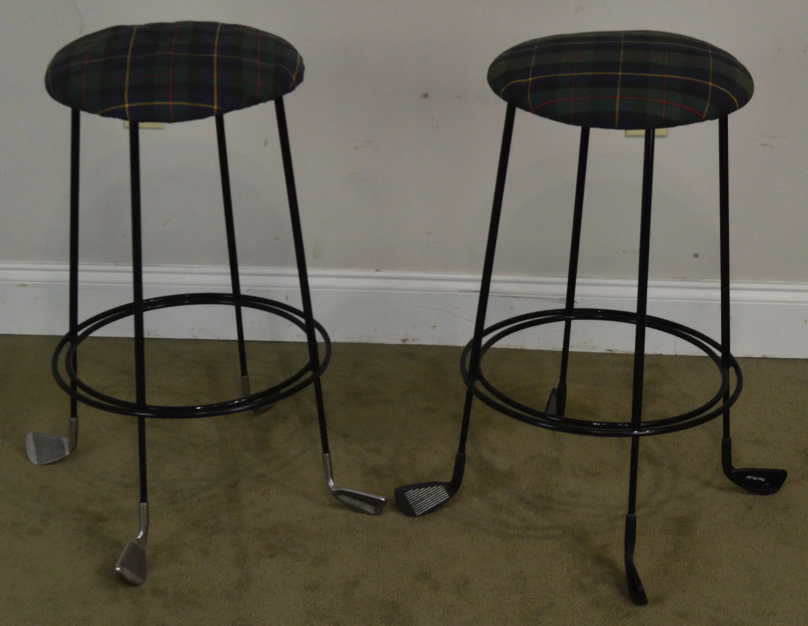 Custom Iron Golf Club Counter Bar Stools - a Pair - 2