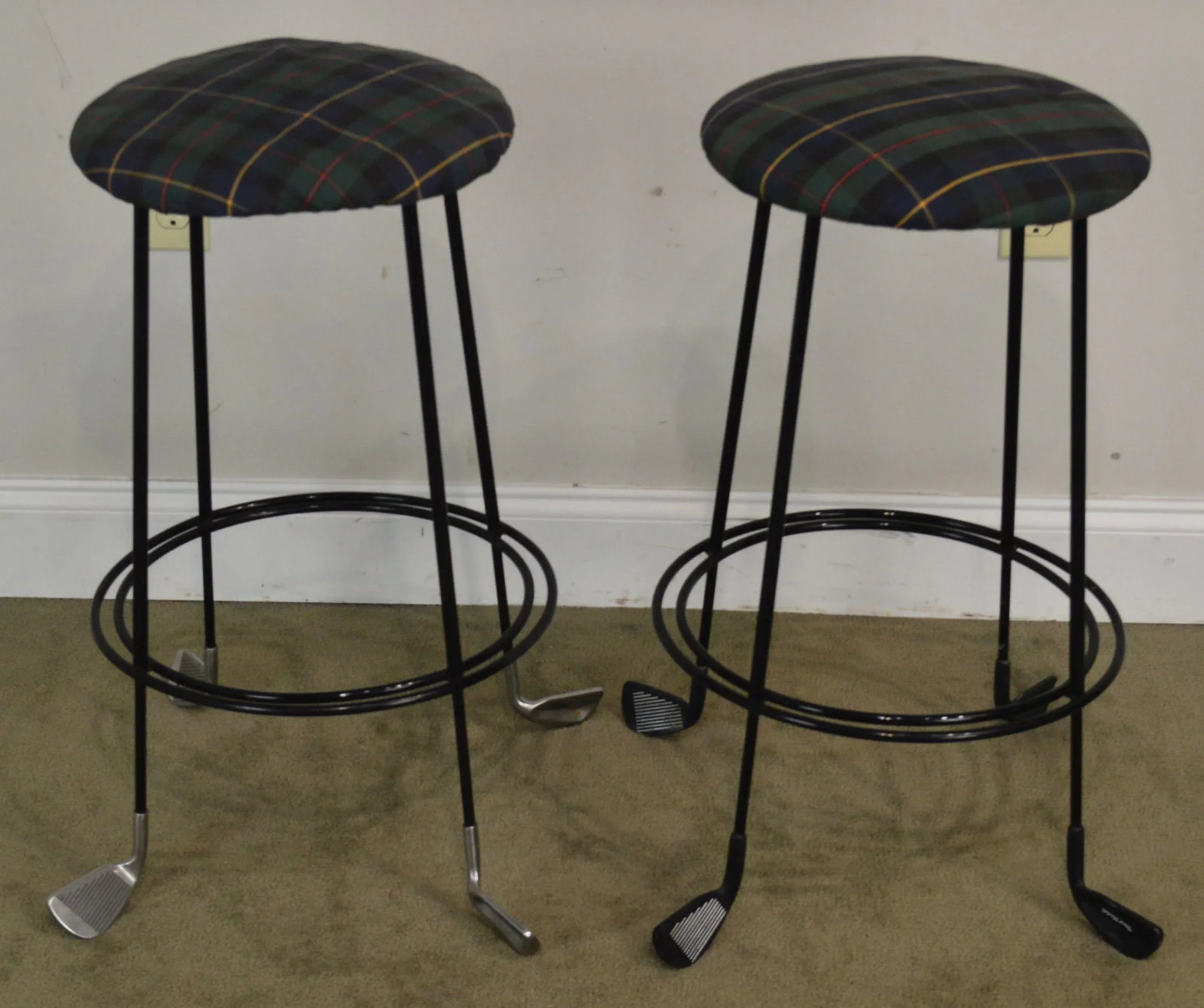 Custom Iron Golf Club Counter Bar Stools - a Pair - 3