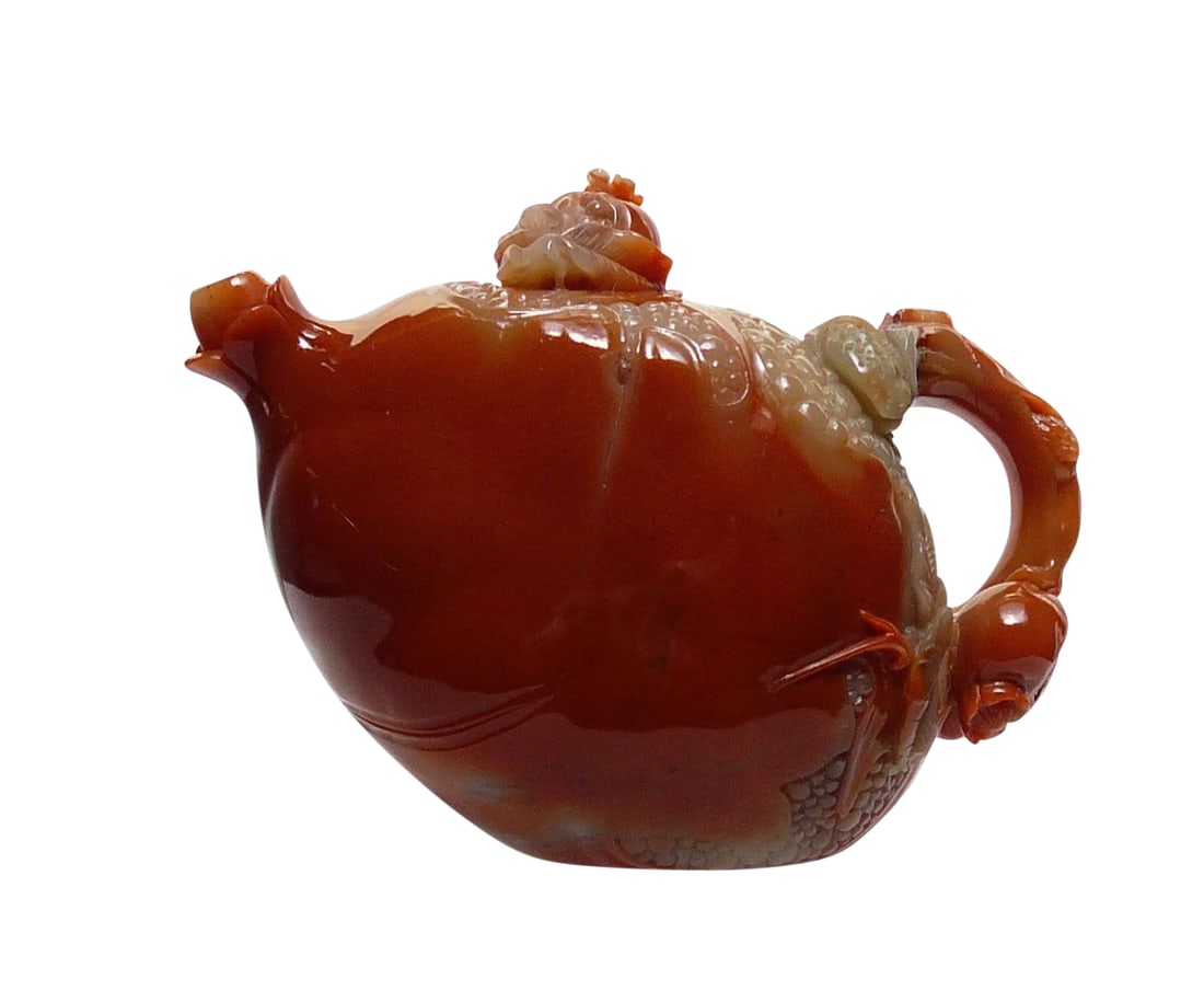 Thousand Kids Carved Pomegranate Shape Shou Shan Stone Teapot (1 of 11)