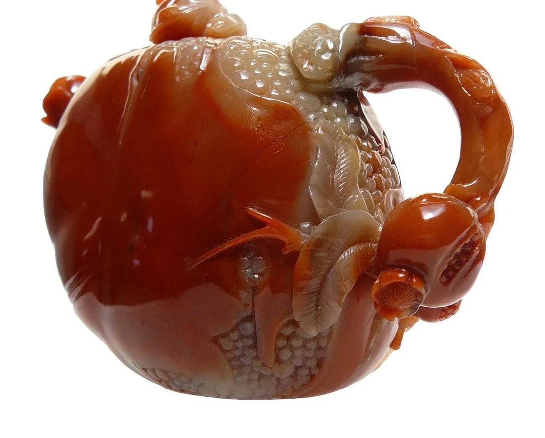 Thousand Kids Carved Pomegranate Shape Shou Shan Stone Teapot - 6
