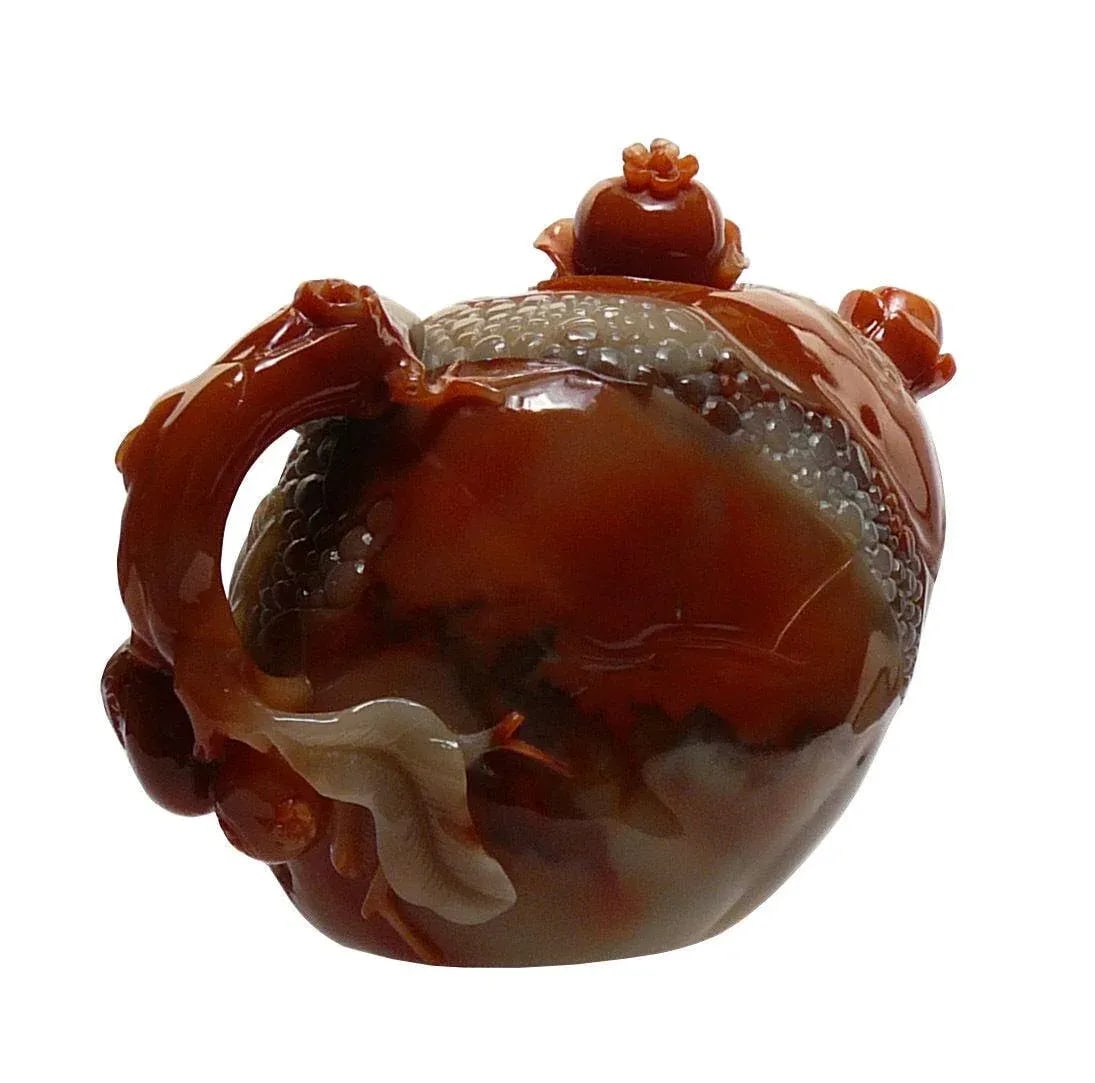 Thousand Kids Carved Pomegranate Shape Shou Shan Stone Teapot - 7