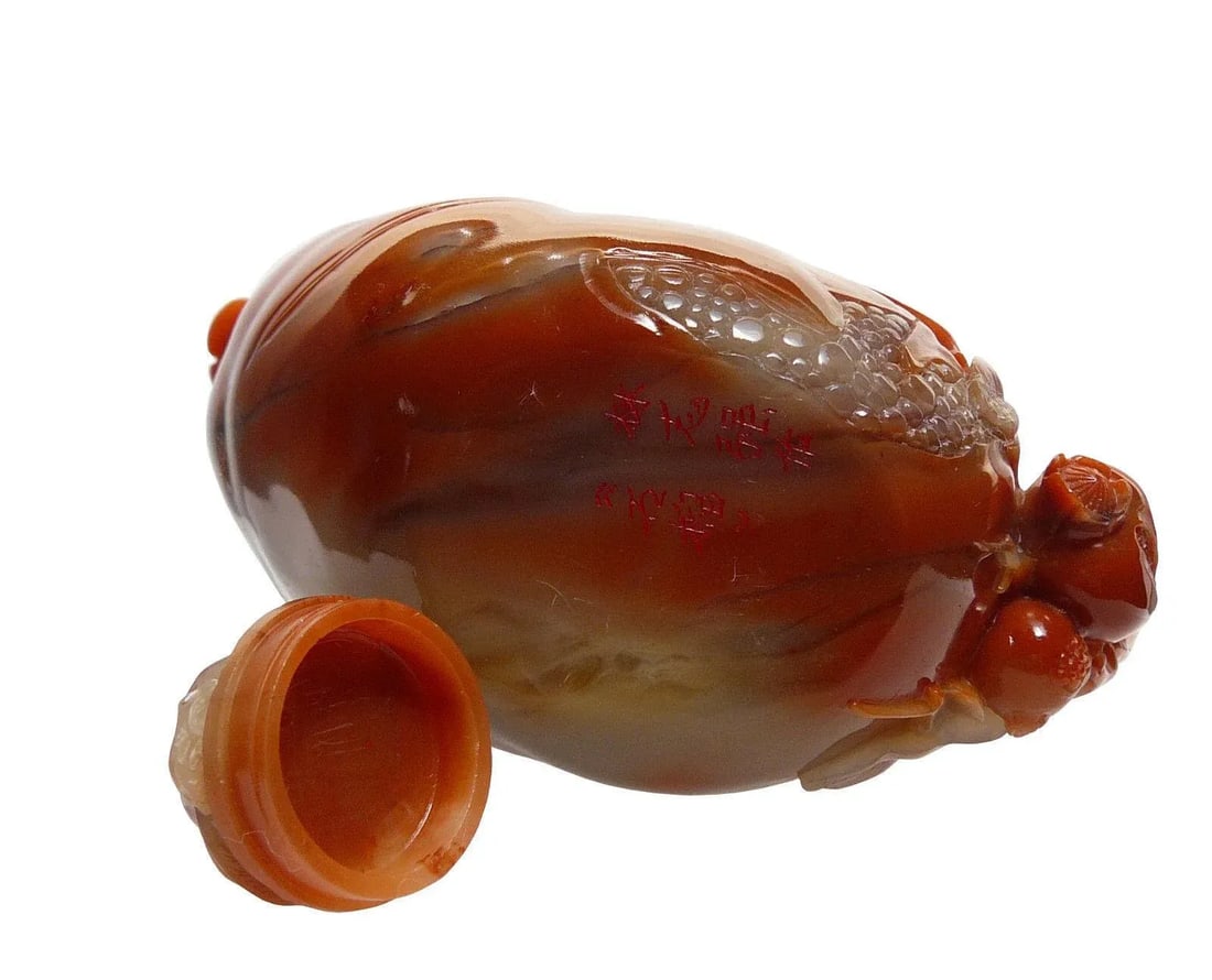 Thousand Kids Carved Pomegranate Shape Shou Shan Stone Teapot - 9