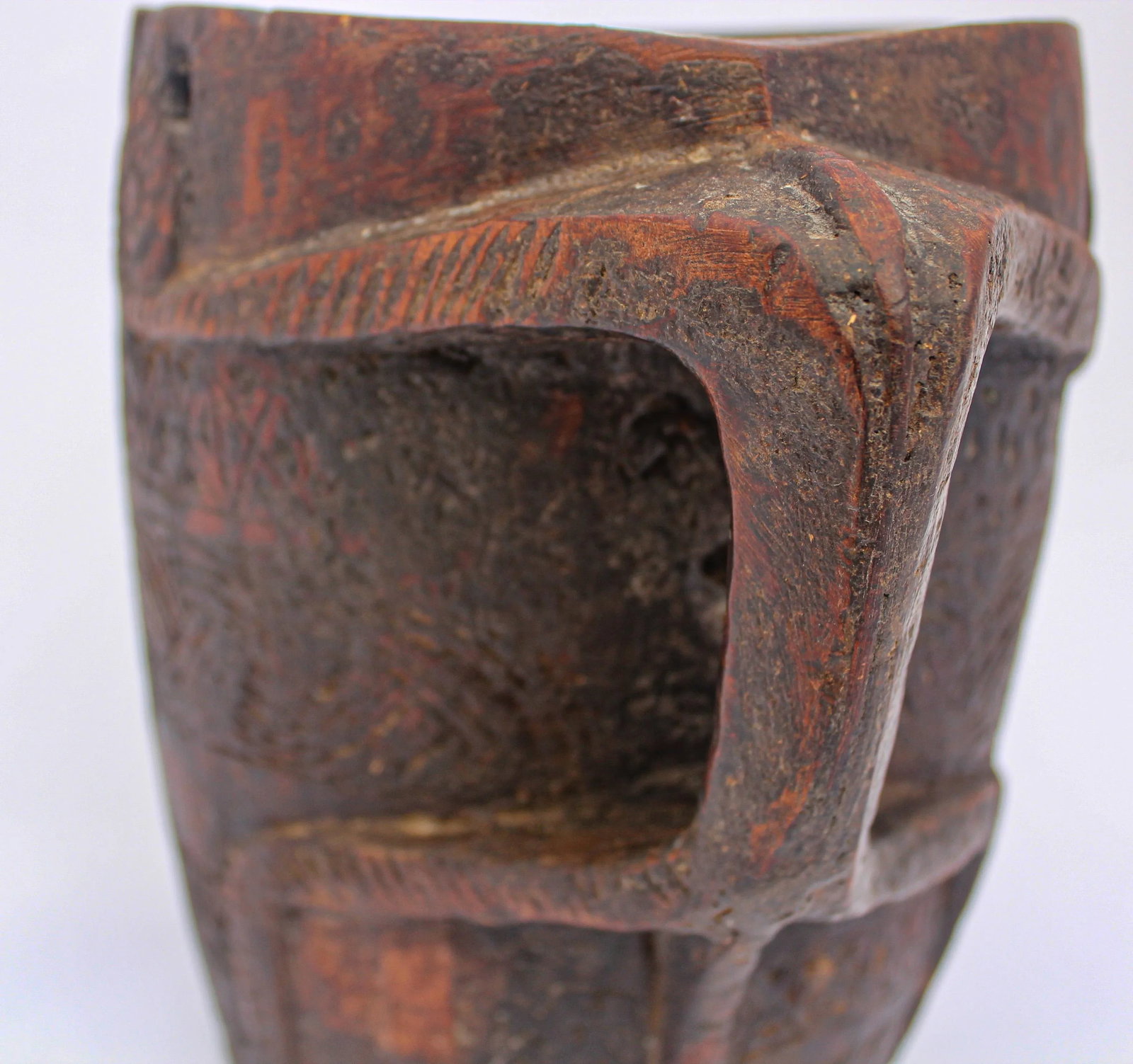 Hand Carved Tribal Wooden Nepalese Beaker Milk Pot With Handle - 6