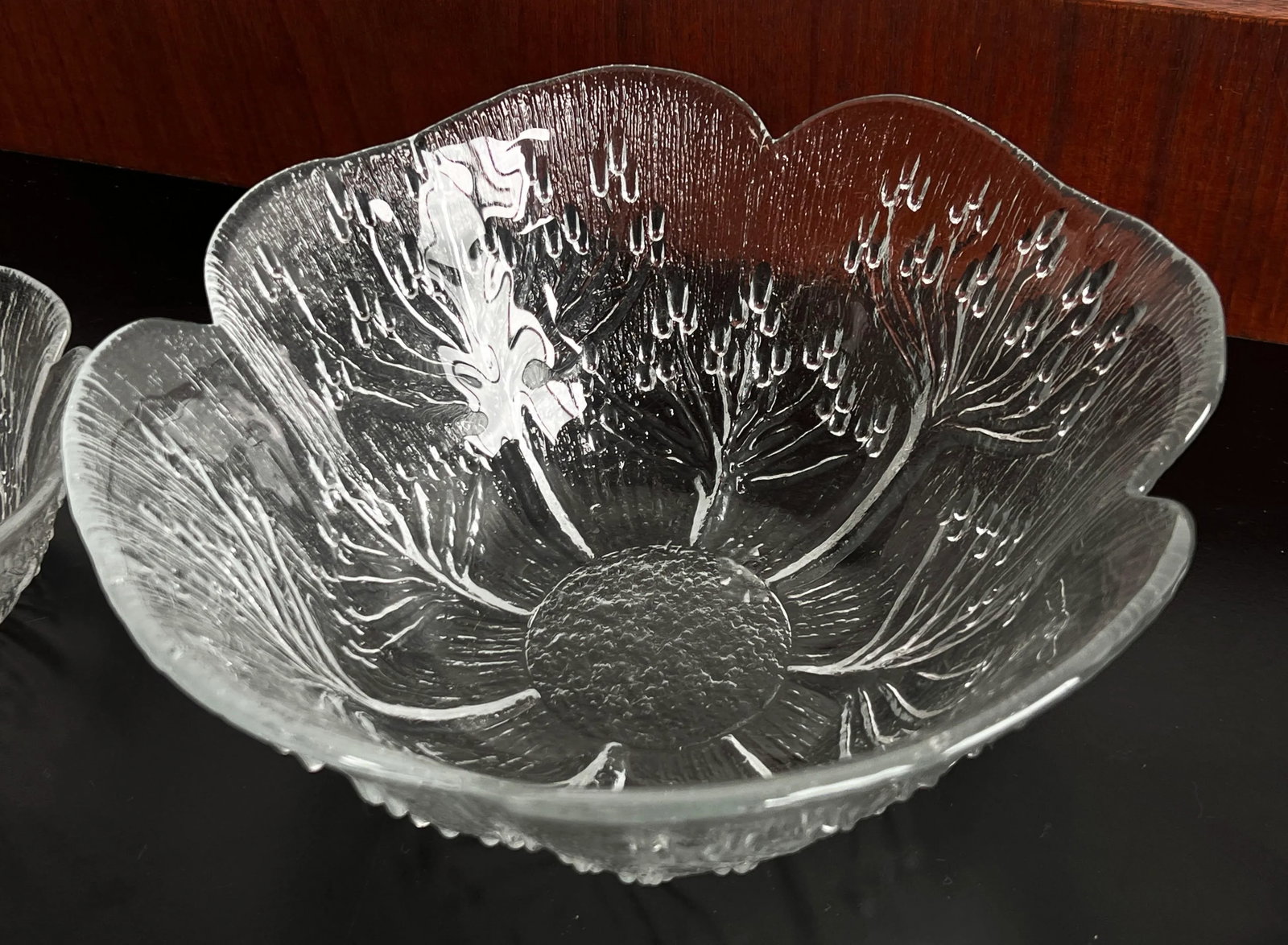 Vintage Scandinavian Glass Serving Bowl & 3 Small Bowls by Pertti Kallioinen for Muurla, Finland - S - 7