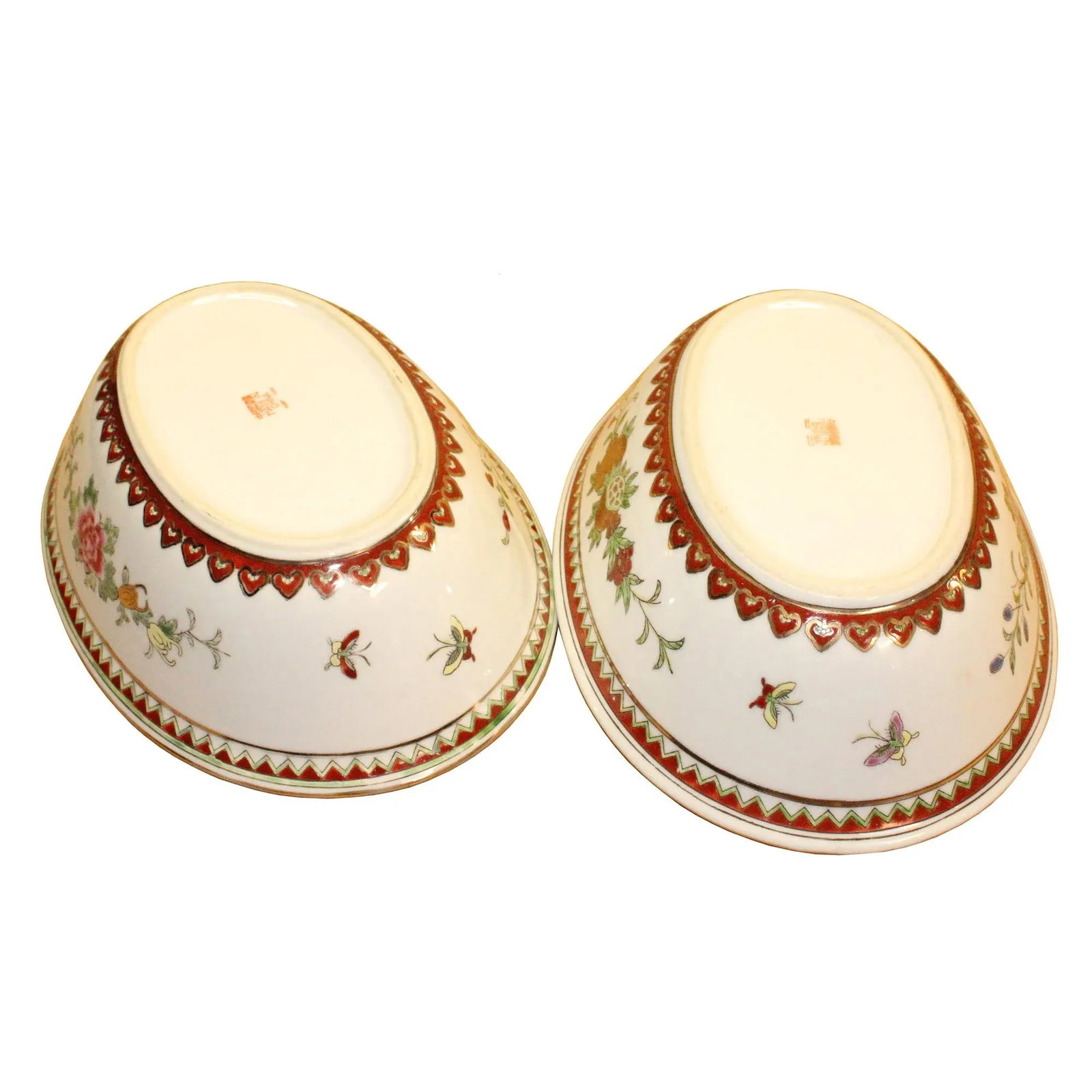 Set Chinese Vintage Yellow Floral Theme White Base Porcelain Teacups Plates - 4