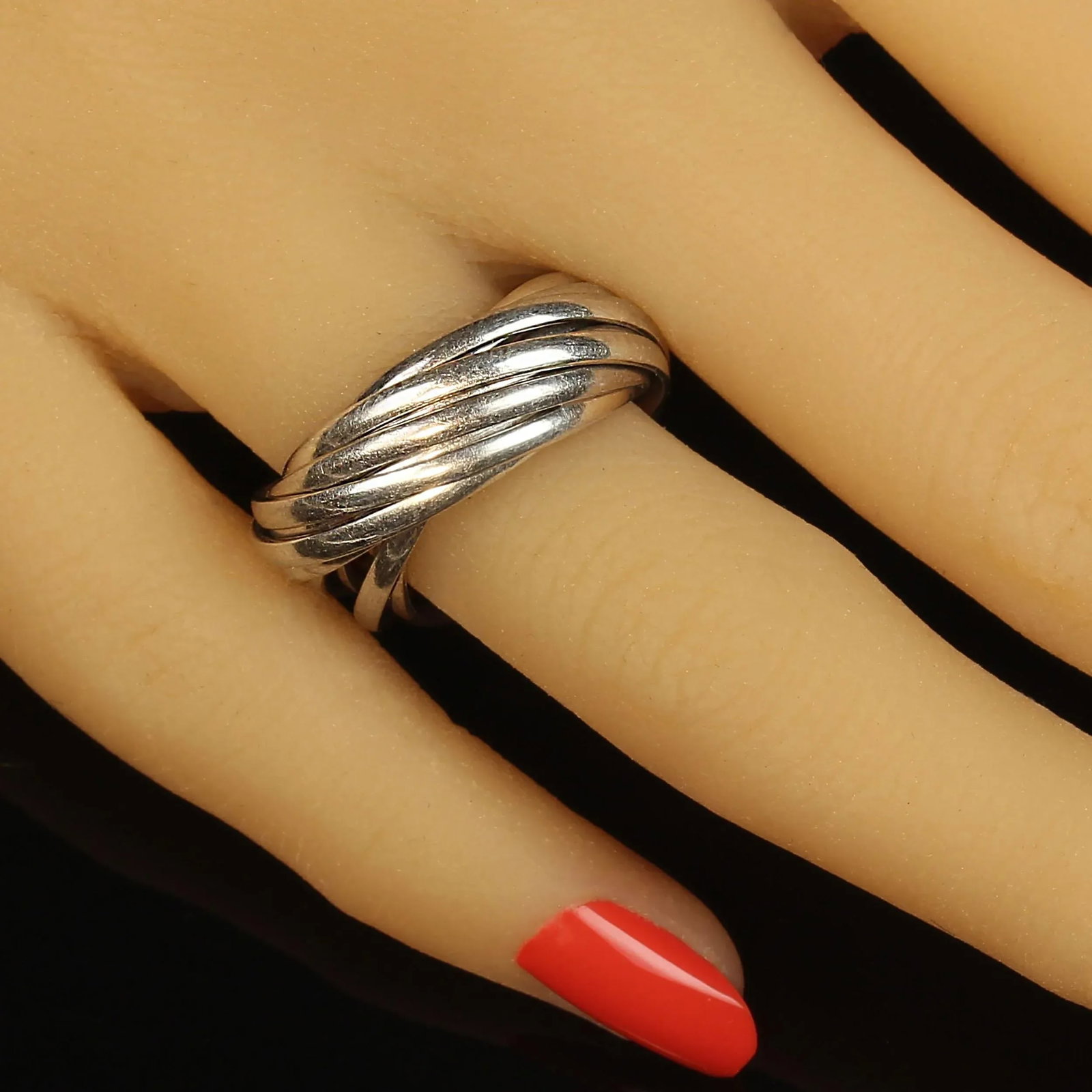 Late 20th Century Multi Strand Silver Rolling Ring Size 6 - 2