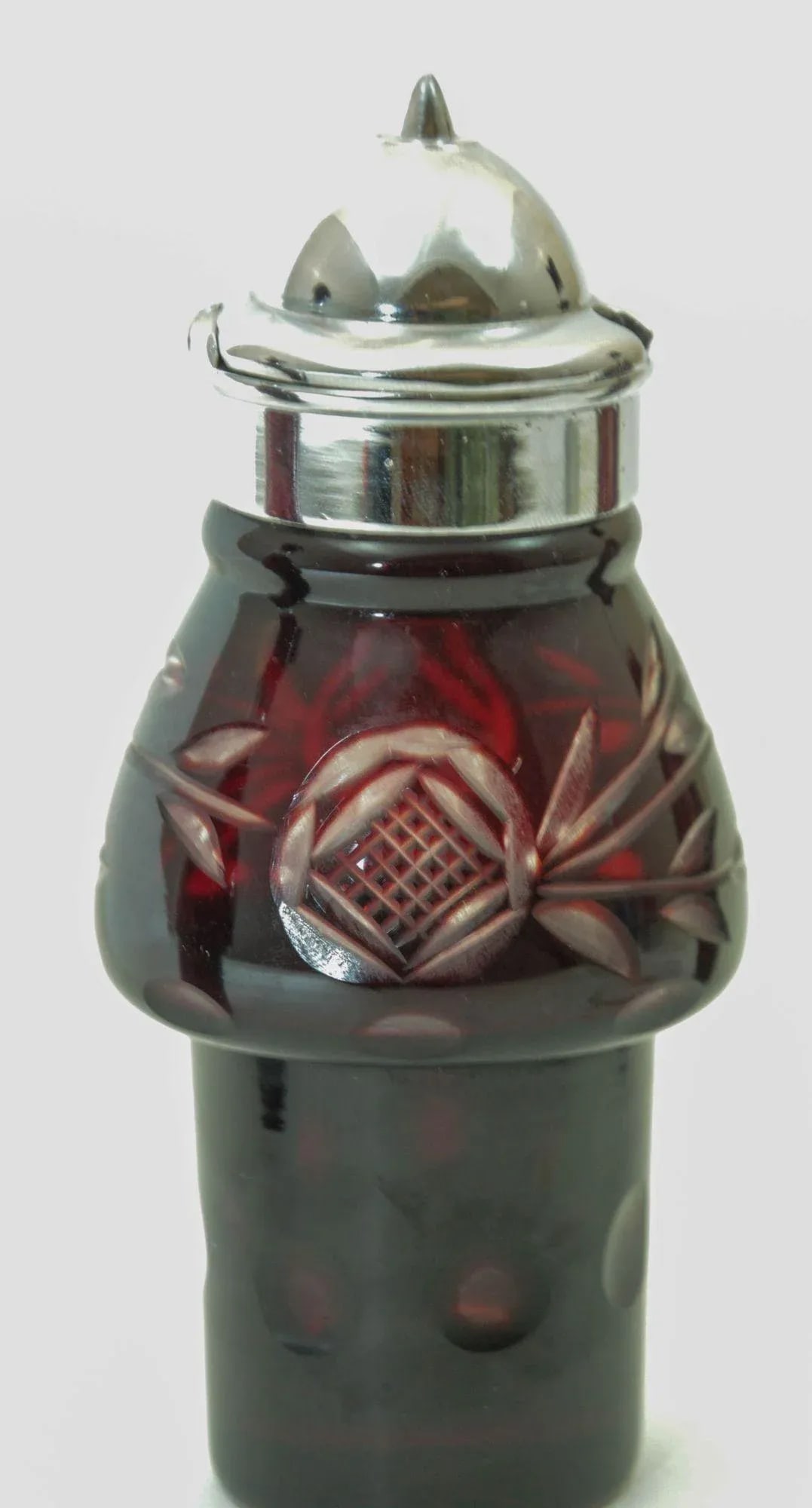 Bohemian Hand Cut Ruby Red Cut Crystal Condiment Cruet Set - 7