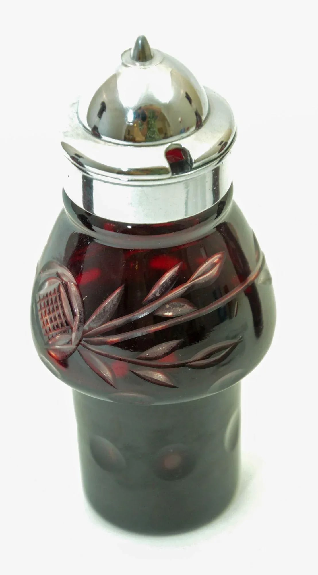 Bohemian Hand Cut Ruby Red Cut Crystal Condiment Cruet Set - 9