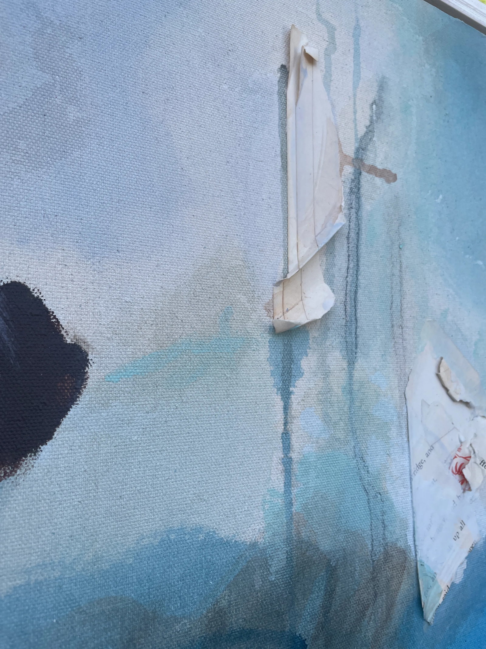 Never Let Me Go Blue and White Original Collage Painting - 5