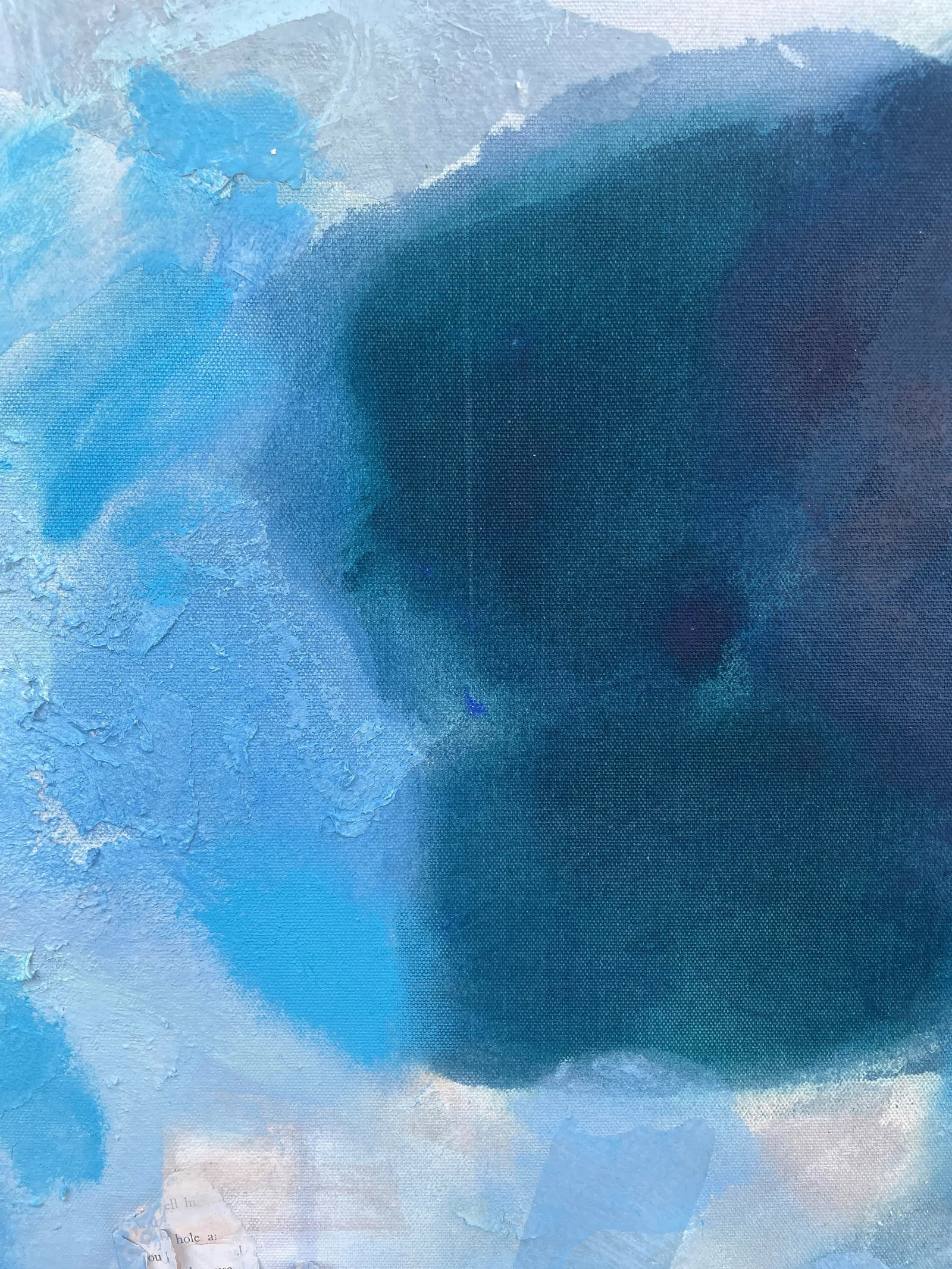 Never Let Me Go Blue and White Original Collage Painting - 8
