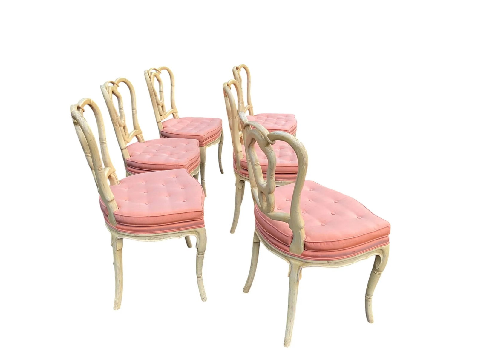Mid 20th Century Mid Century Bamboo Style Pink Dining Chairs - Set of 6 - 2