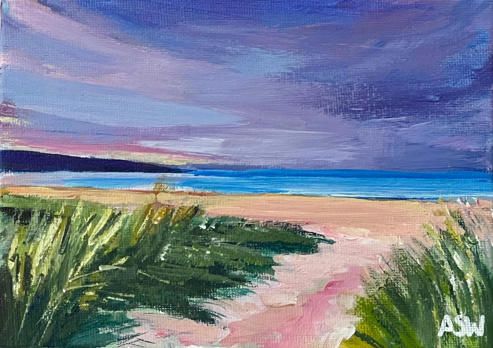 Miniature Beach Landscape of East Coast of Scottish Highlands by British Artist, 2022 - 5