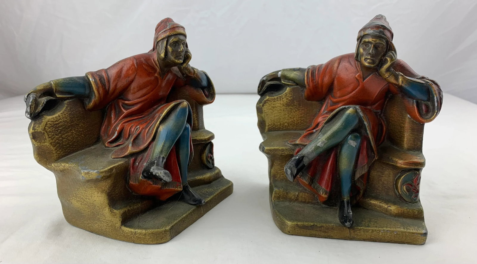 1930s American Cold-Painted Spelter Figural Bookends- a Pair - 2