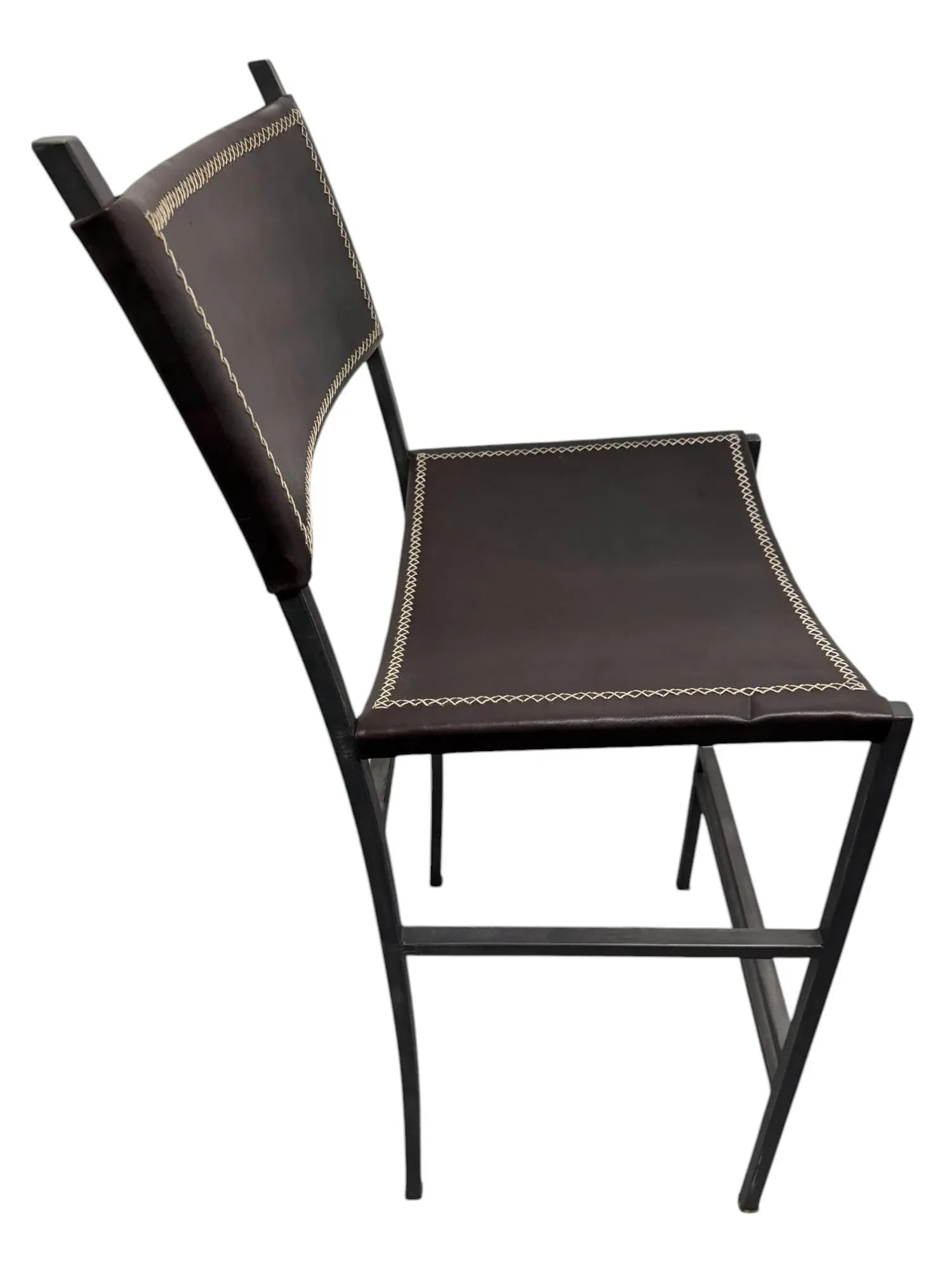 Sol & Luna Brown Leather and Iron Bar Stool - 5