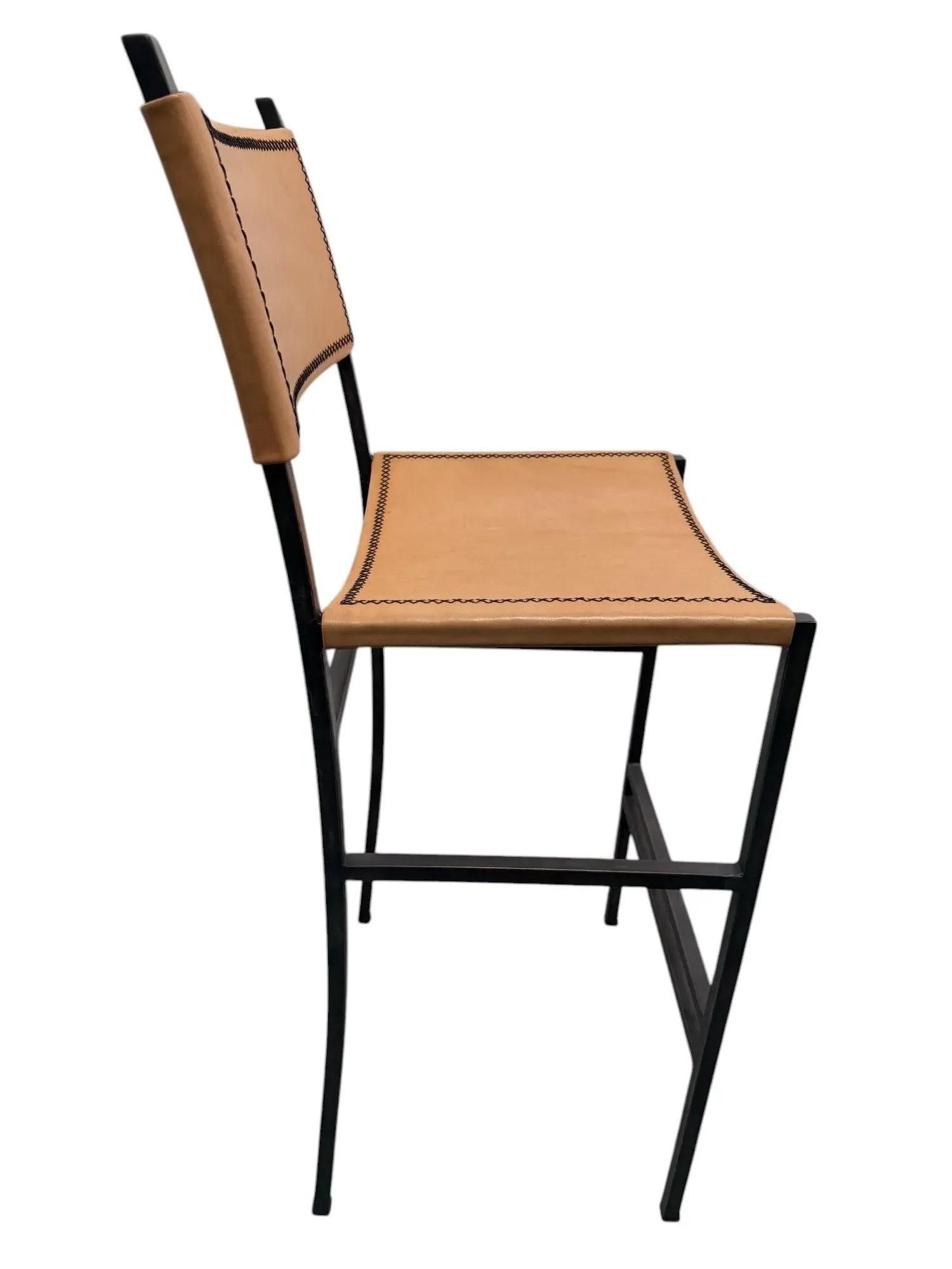 Sol & Luna Tan Leather and Iron Bar Stool - 4