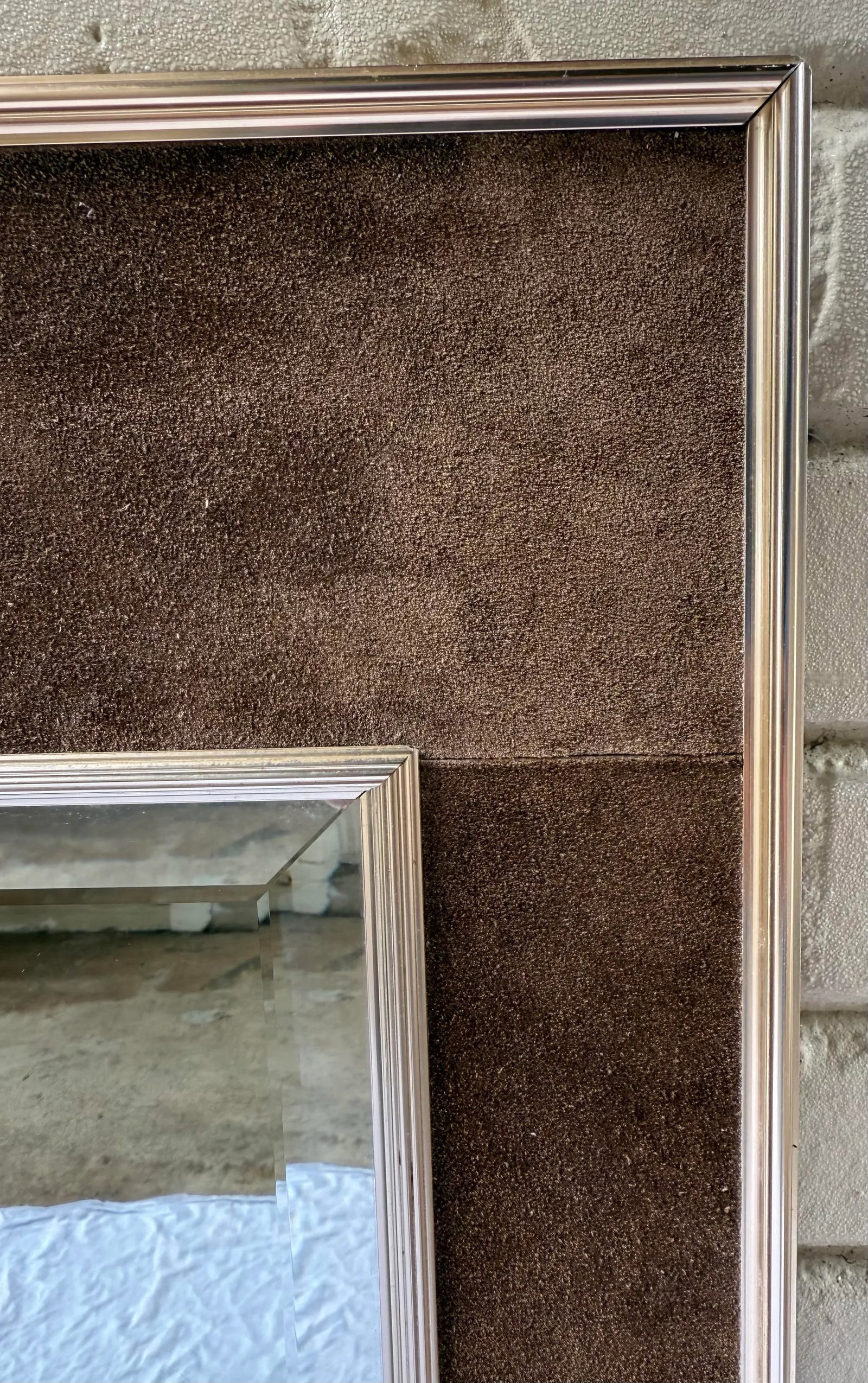 Vintage LaBarge Brass & Chocolate Suede Mirror - Hollywood Regency "Jewel Box" Style - 3