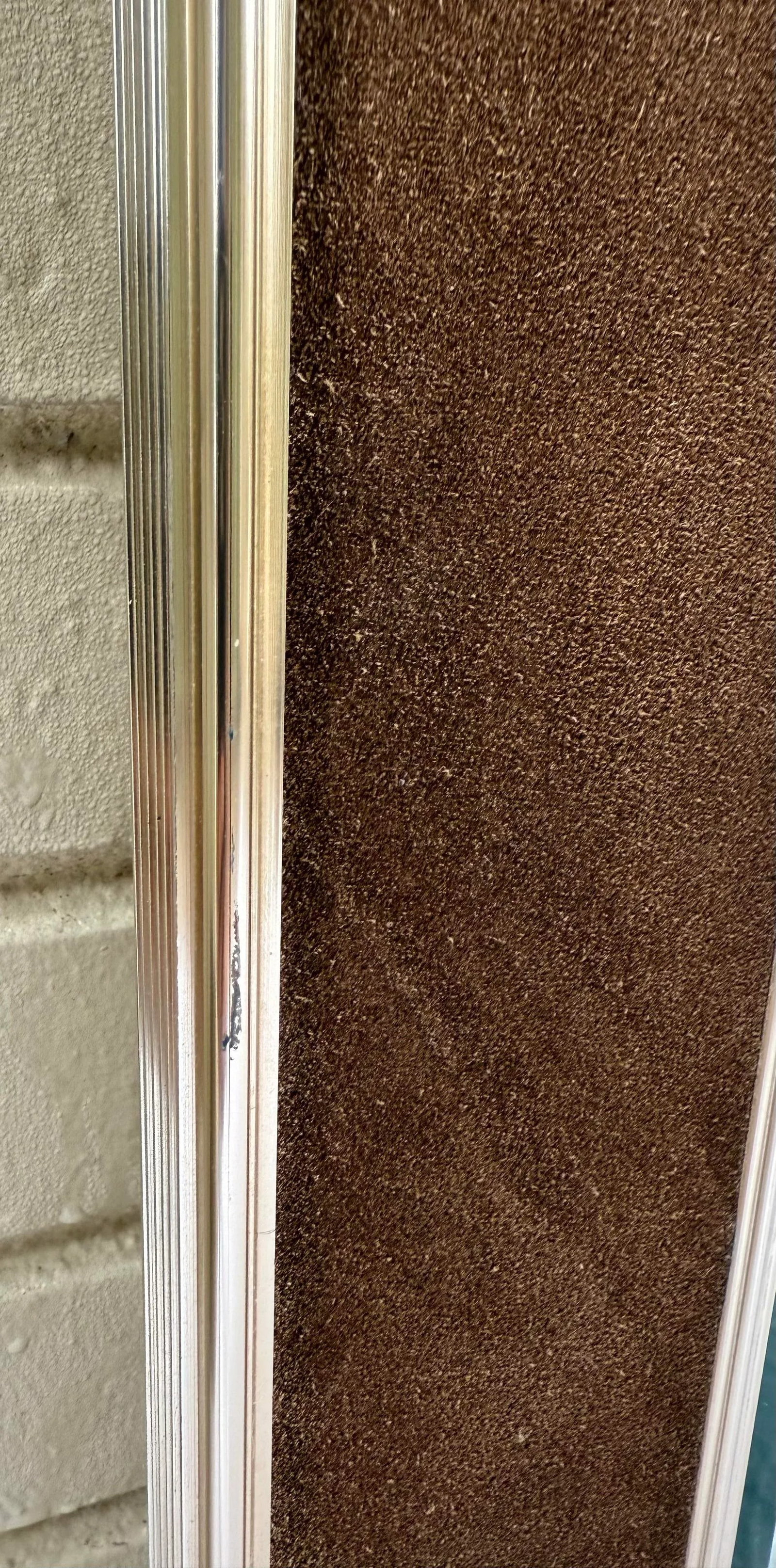 Vintage LaBarge Brass & Chocolate Suede Mirror - Hollywood Regency "Jewel Box" Style - 5