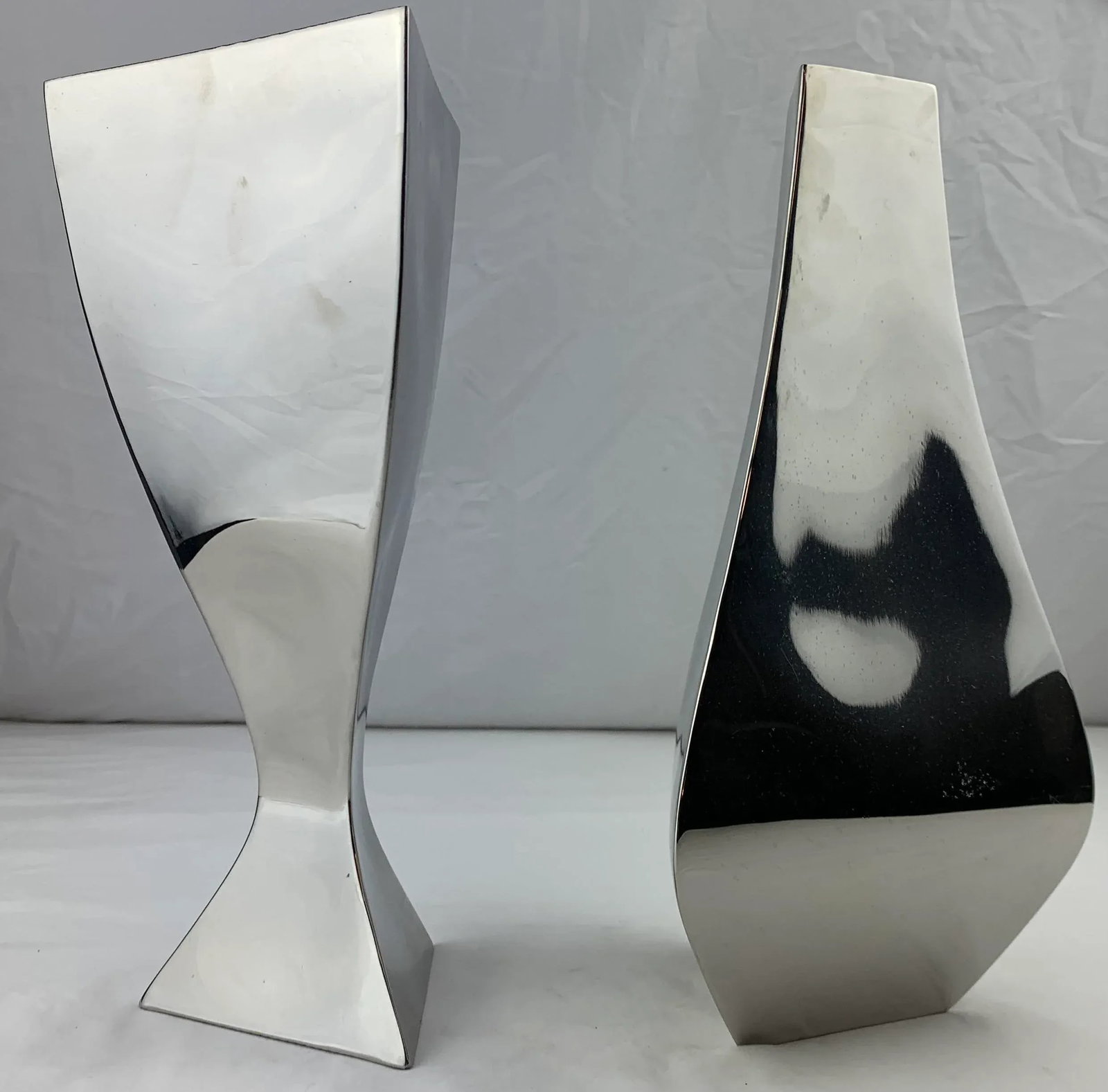 Polished Chrome Plated Steel "Biomorphic" Vases- Set of 2 - 5