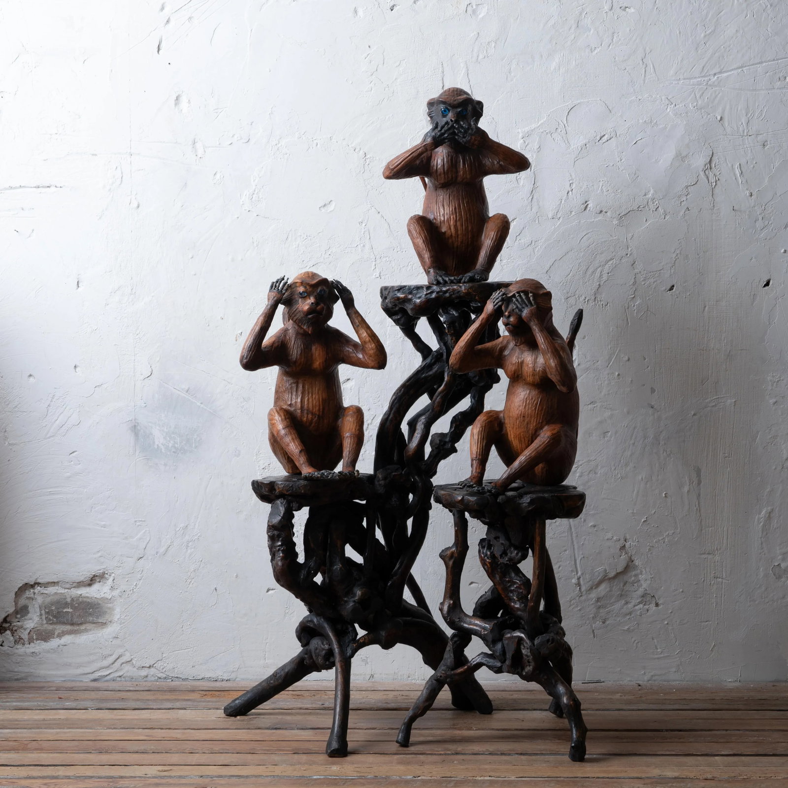 Three Wise Monkeys Leather Sculptures - 2