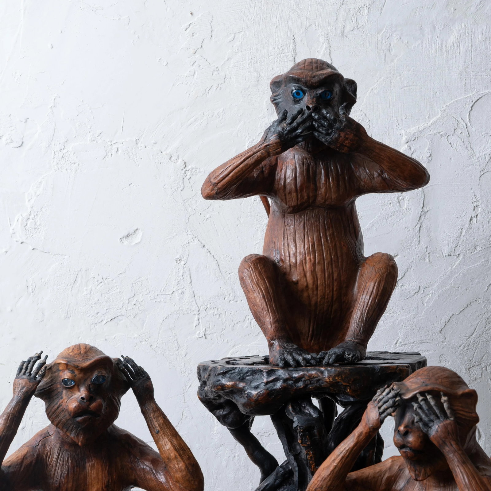 Three Wise Monkeys Leather Sculptures - 5