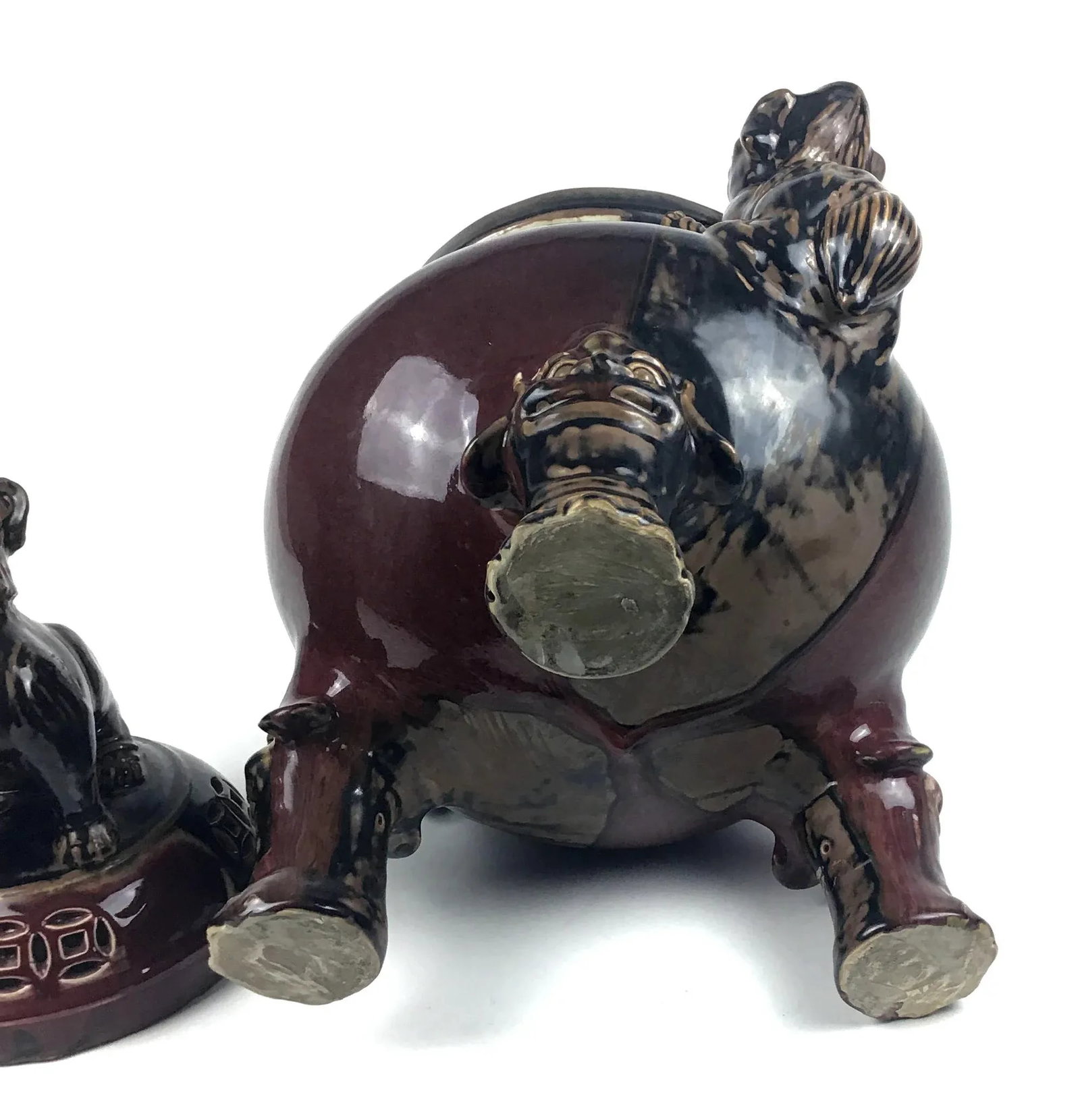 Large Chinese Porcelain Foo Dog Lion Incense Burner - 12