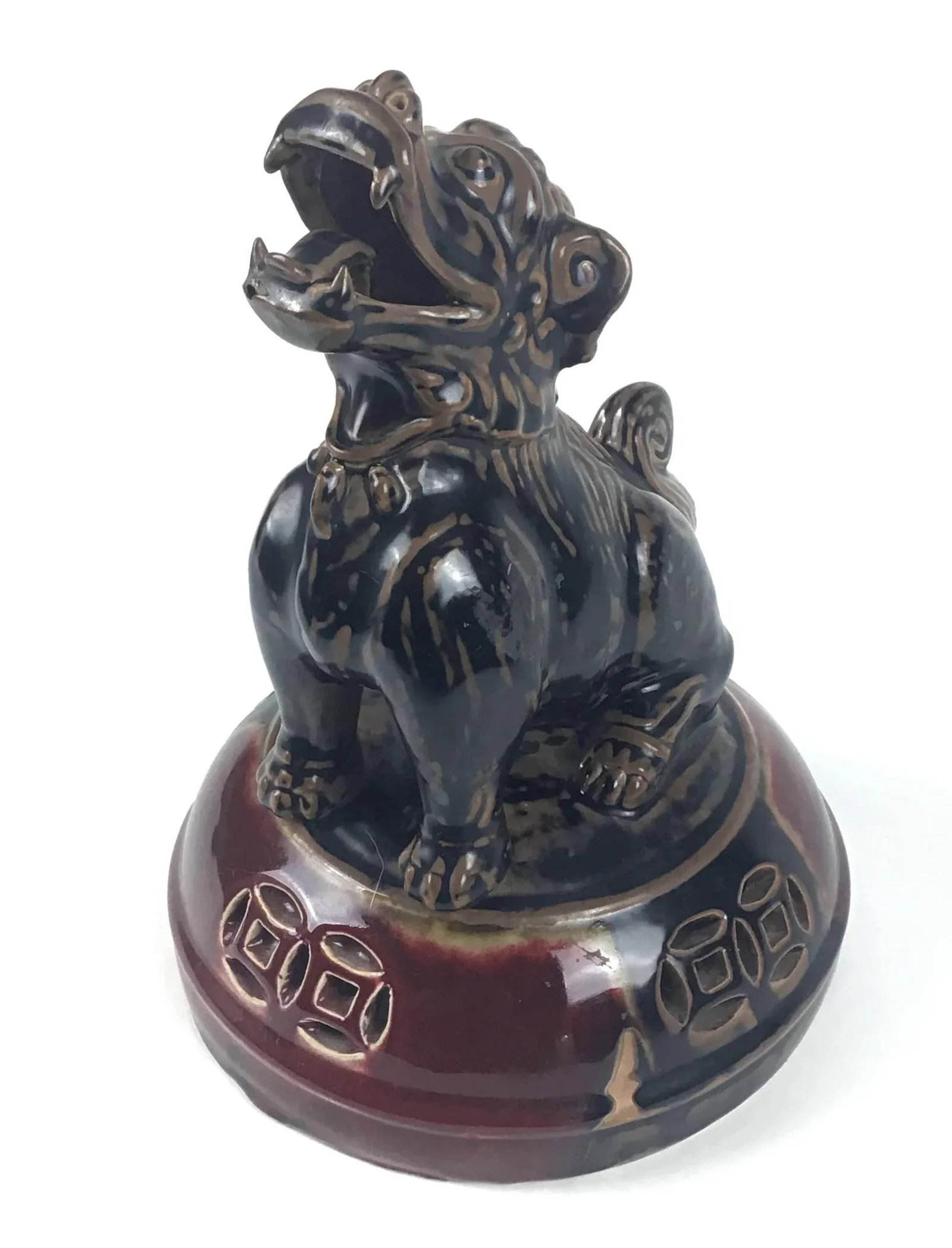 Large Chinese Porcelain Foo Dog Lion Incense Burner - 8