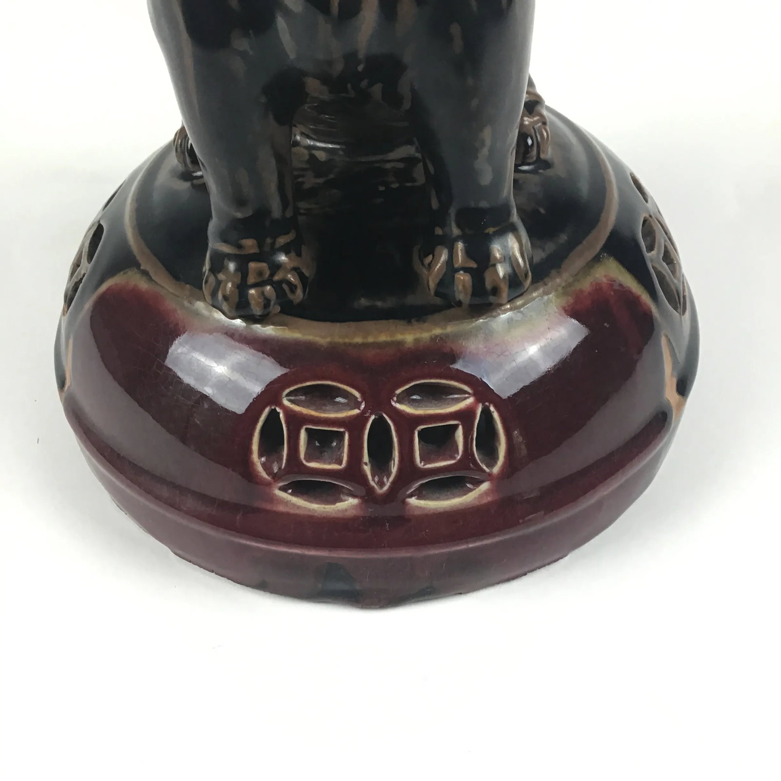 Large Chinese Porcelain Foo Dog Lion Incense Burner - 9