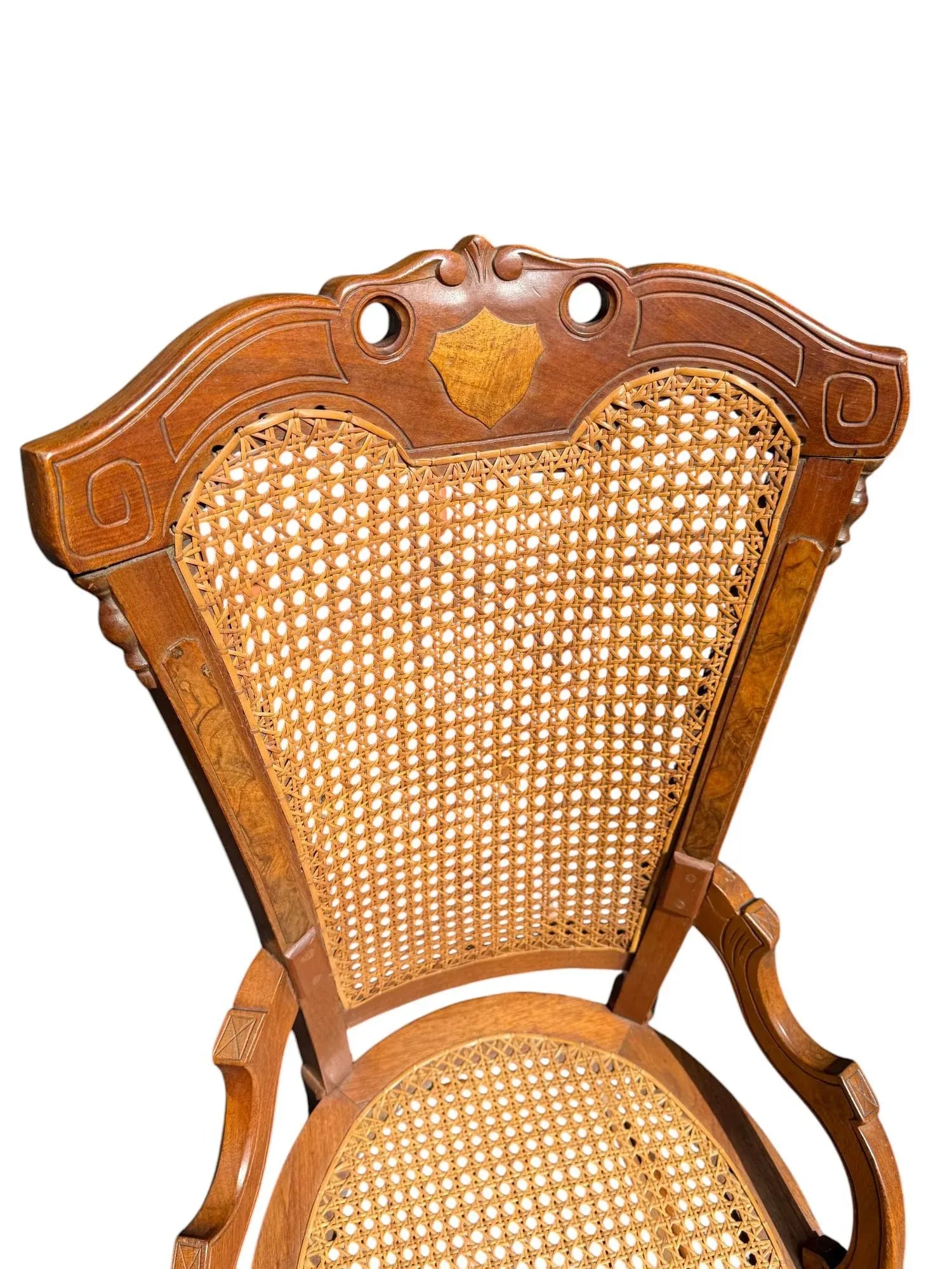 Late 19th Century Victorian Walnut Caned Rocker - 5