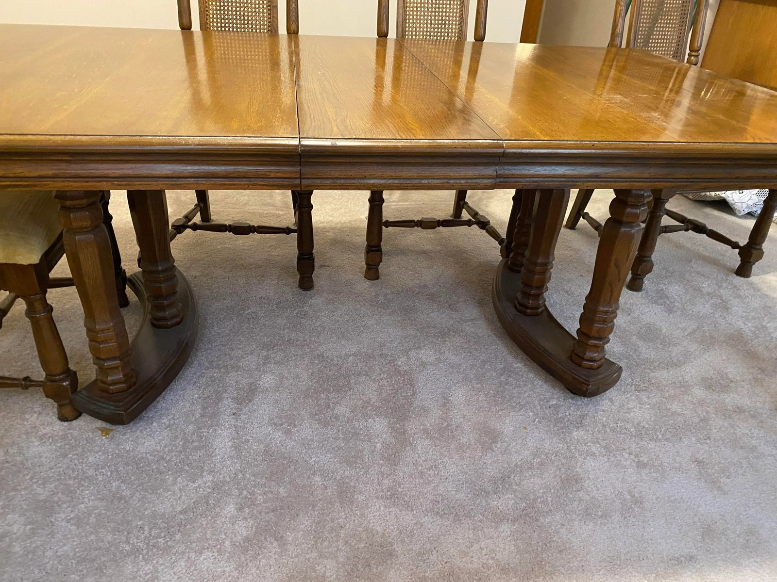 Mid Century Broyhill Conover Furniture Co. Table 6 Caned Back Chairs Dining Set of 7 - 5