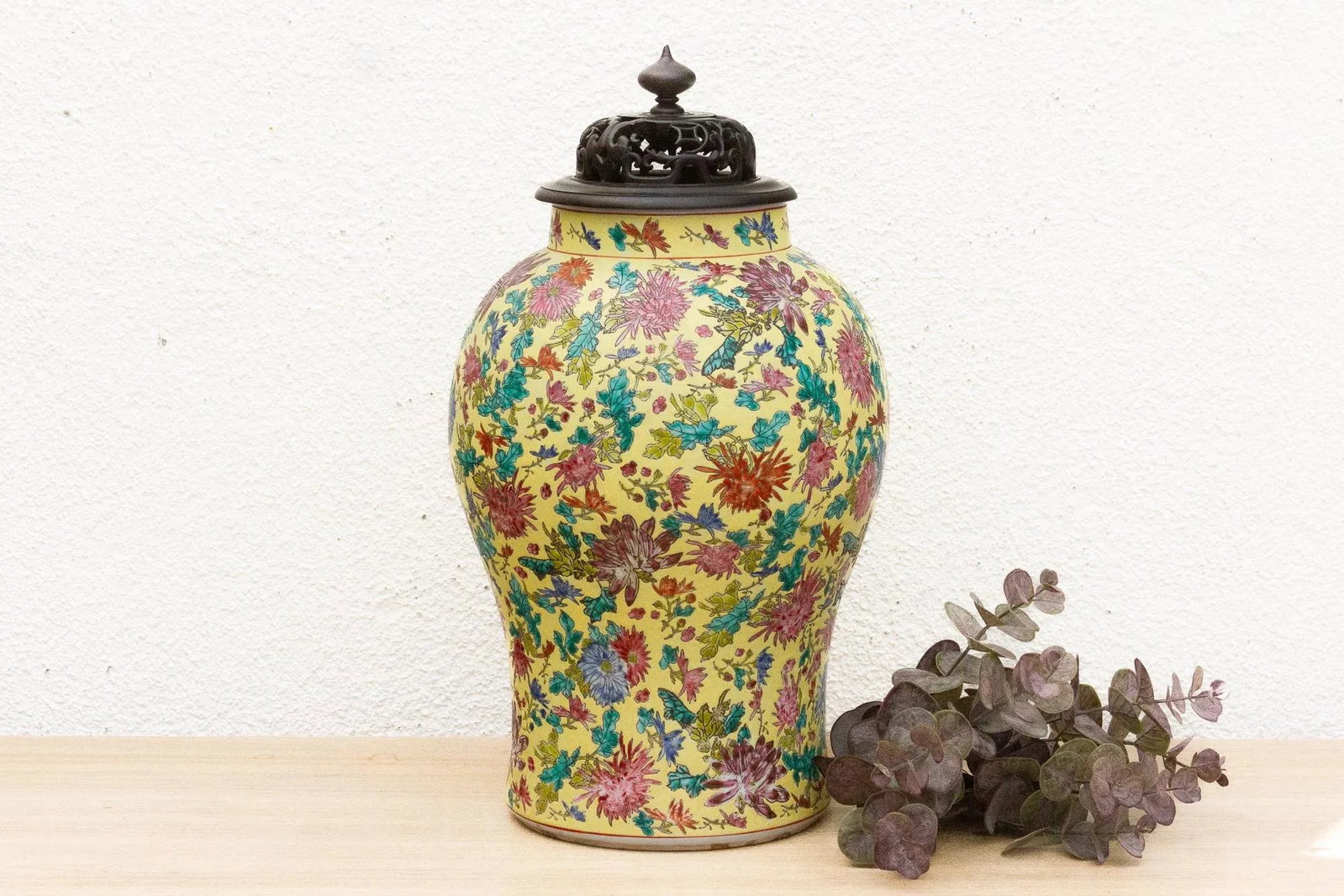 Vibrant Hand-Painted Floral Famille Rose Porcelain Vase - 2